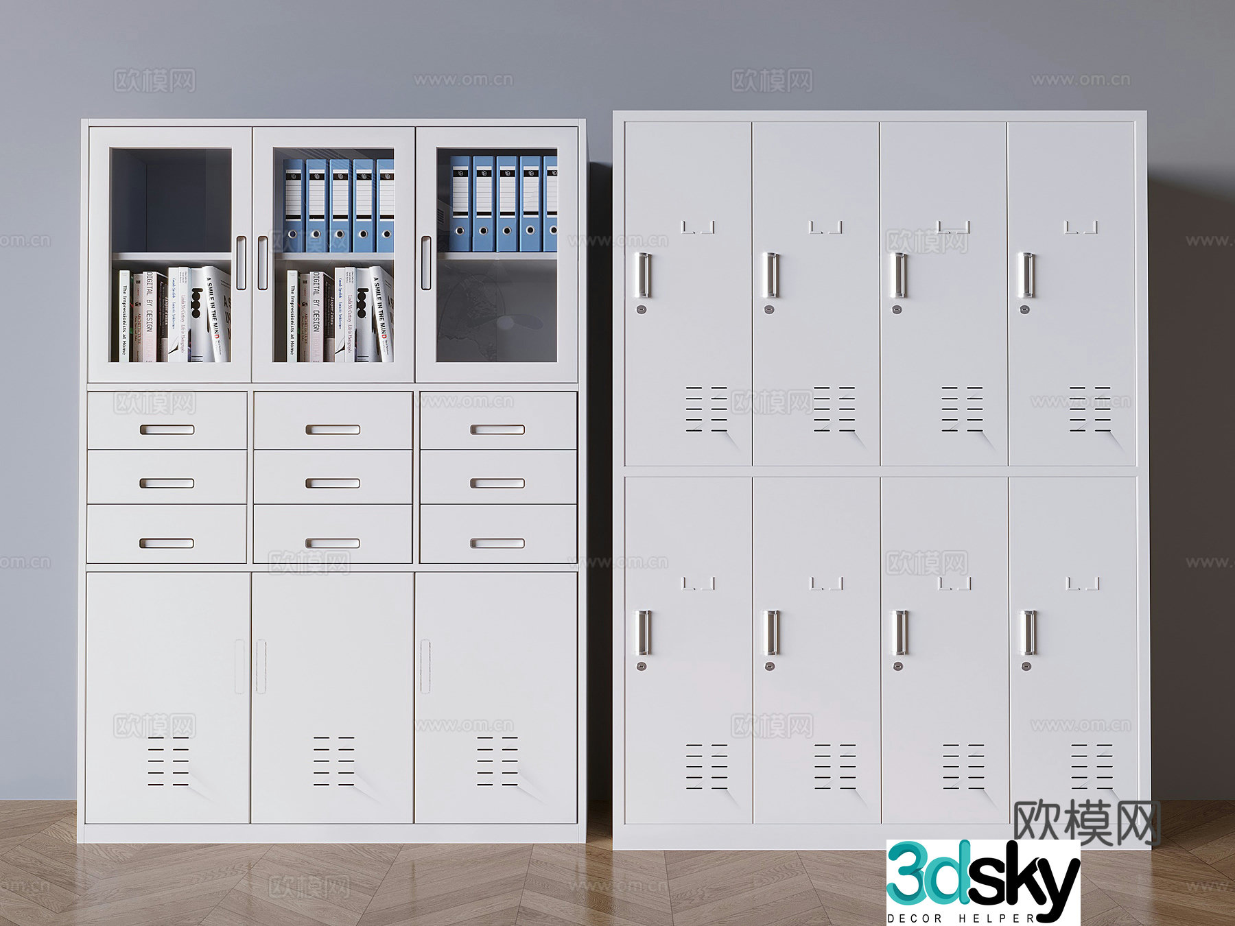 Glass file cabinet file cabinet office iron cabinet information cabinet file box 3D model