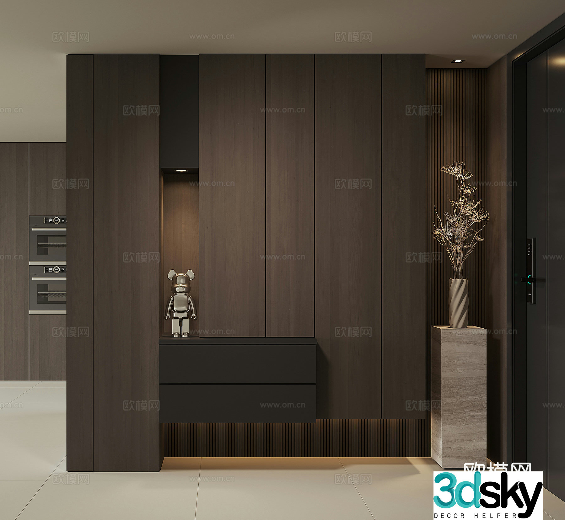 Modern home entrance shoe cabinet 3D model