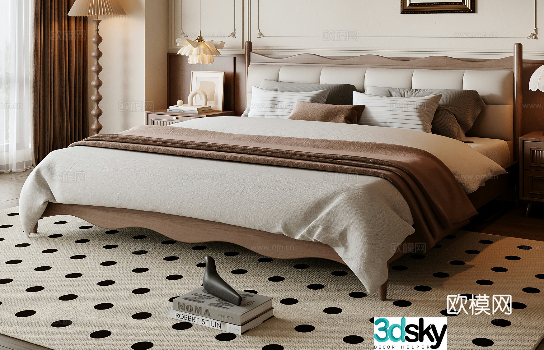 Middle-aged double bed 3D model