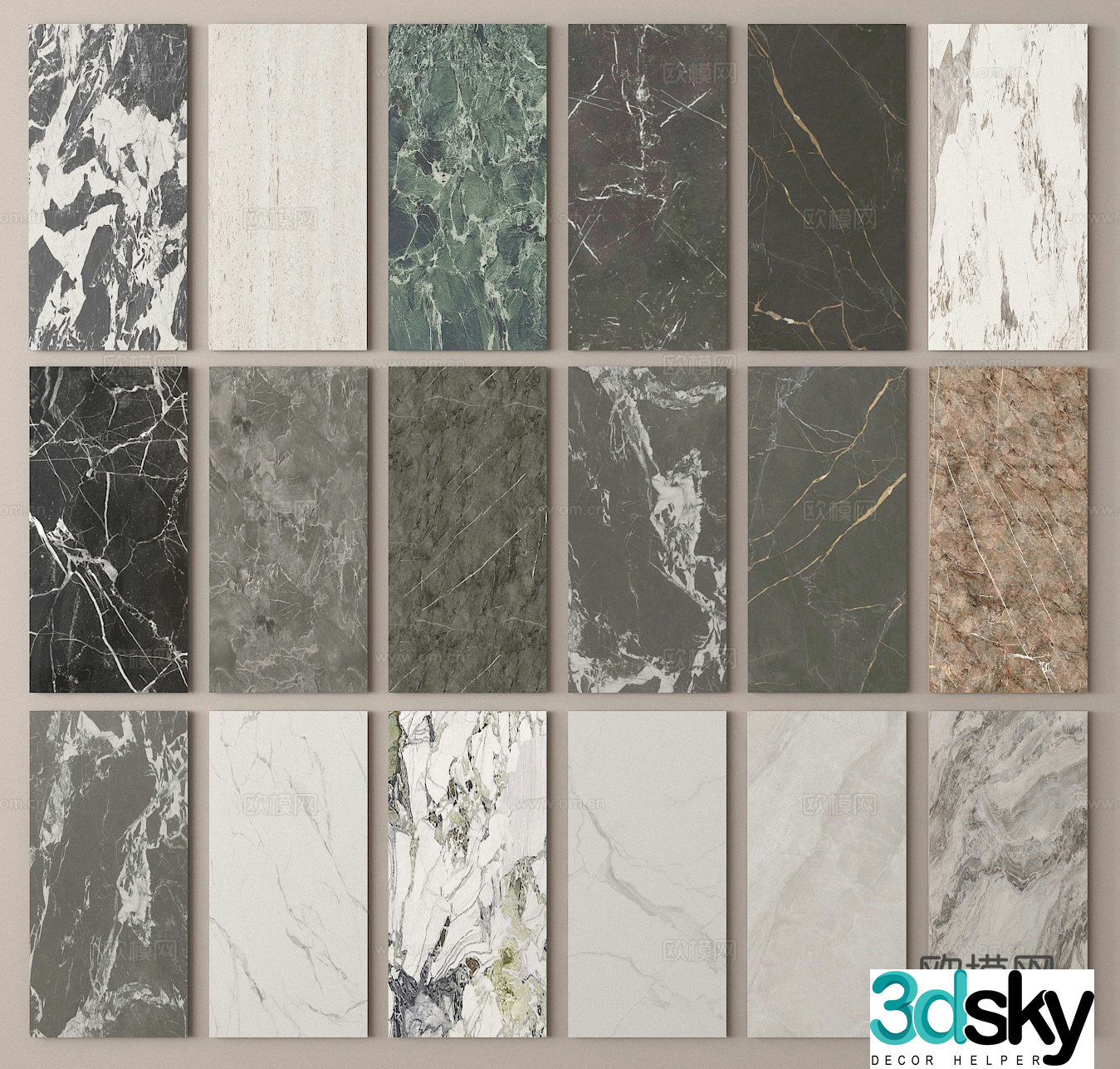 Background wall wall panel stone slab 3d model