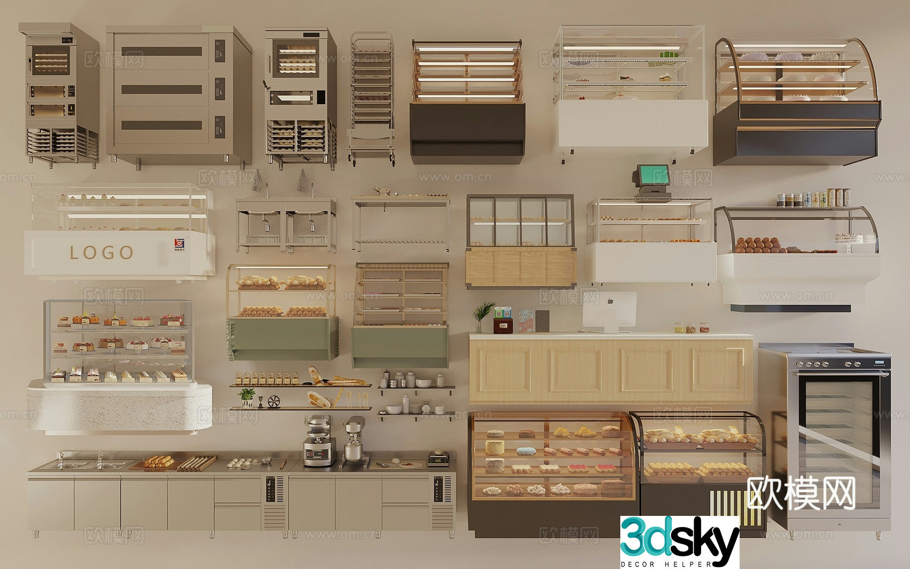 Bread display rack Cake display cabinet Bakery store shelves Dessert store shelves Bread shelves Electric 3D model