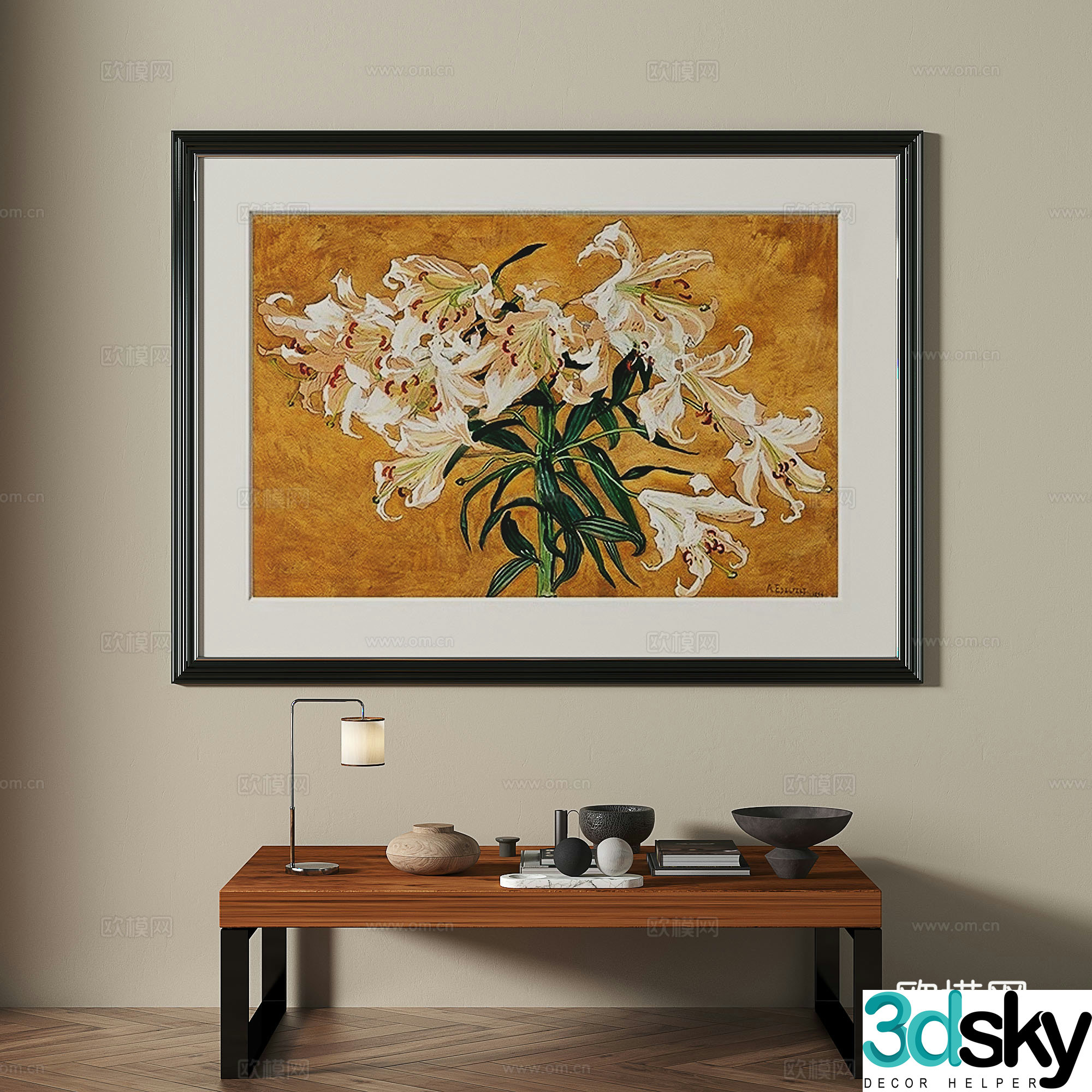 Middle ages retro decorative painting 3d model