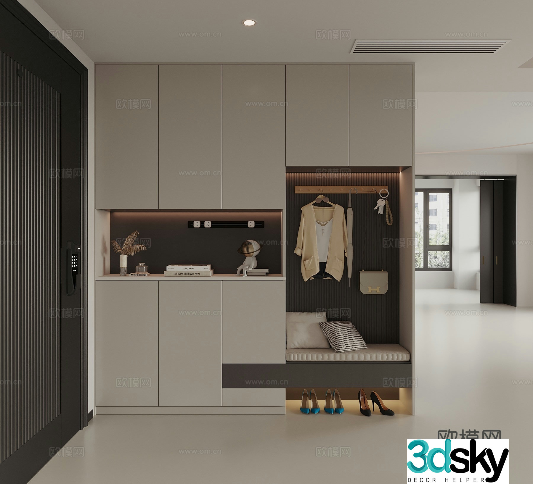Modern door entrance shoe cabinet 3D model
