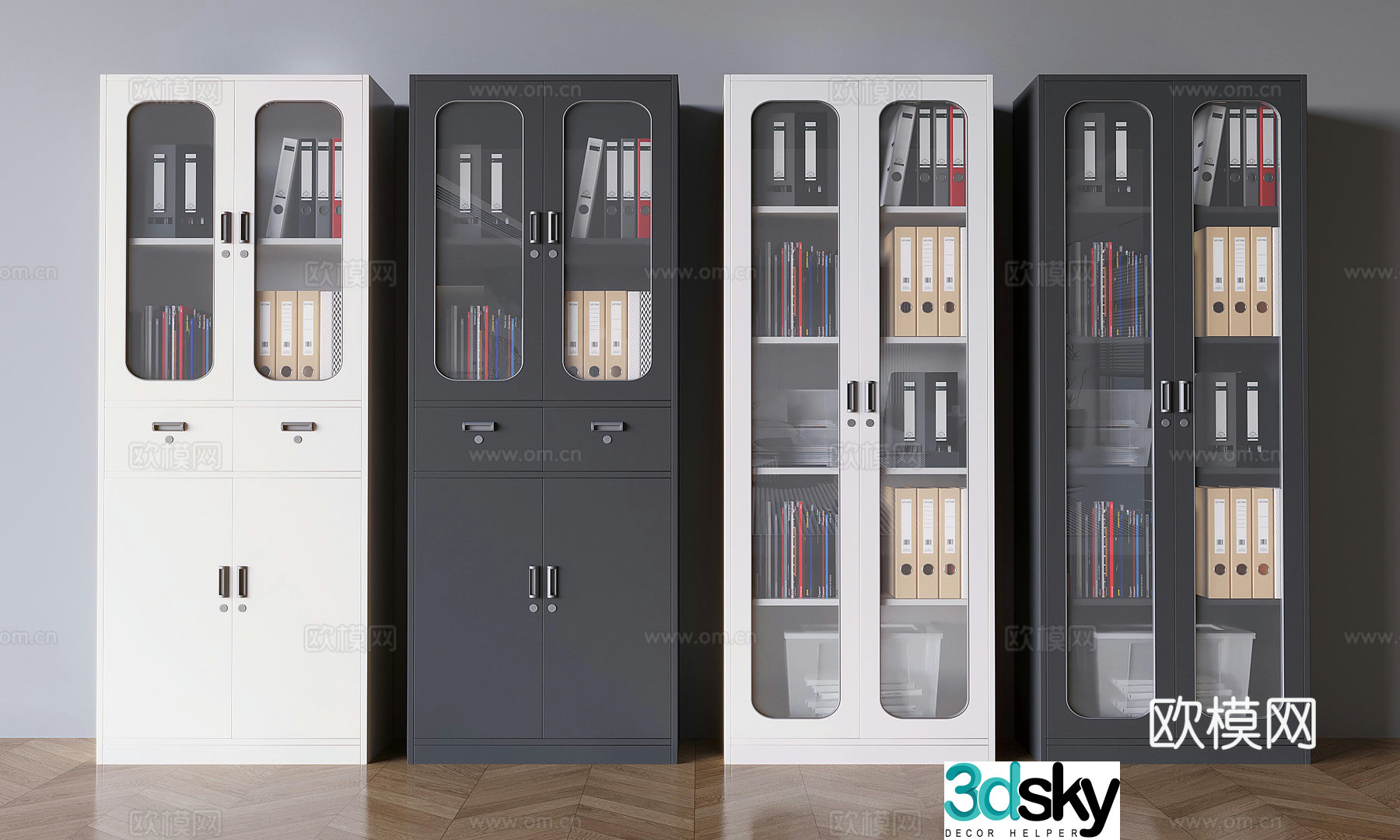 Glass file cabinet file cabinet office iron cabinet information cabinet file box 3D model