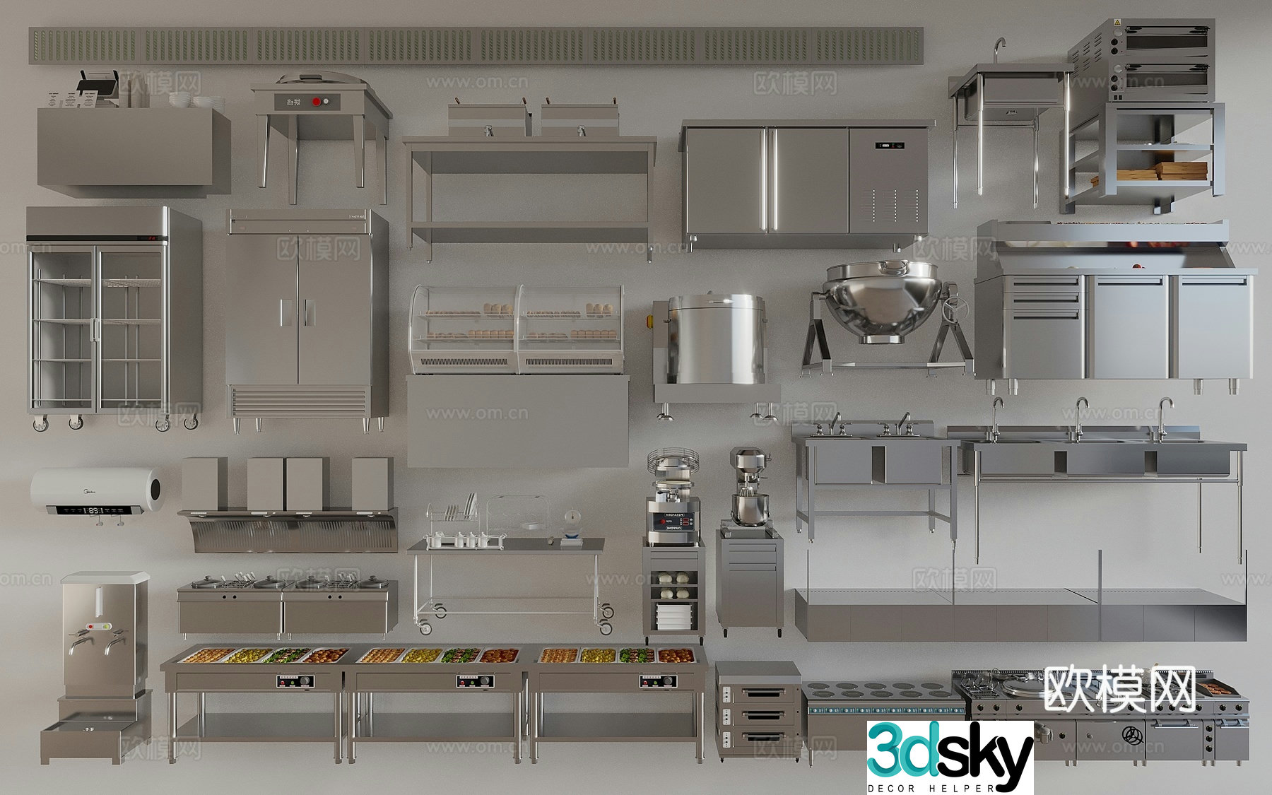 Kitchen equipment Central kitchen equipment Kitchen supplies combination Kitchen operation counter Kitchen utensils Water 3D model