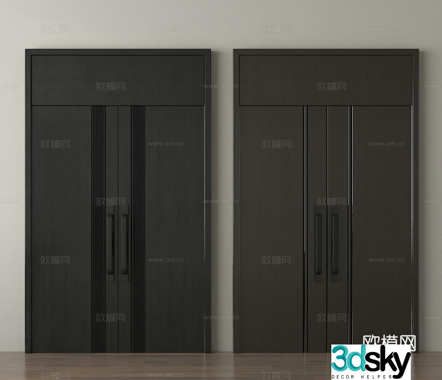 Double-open door Conference room door Entrance door Auditorium door 3D model