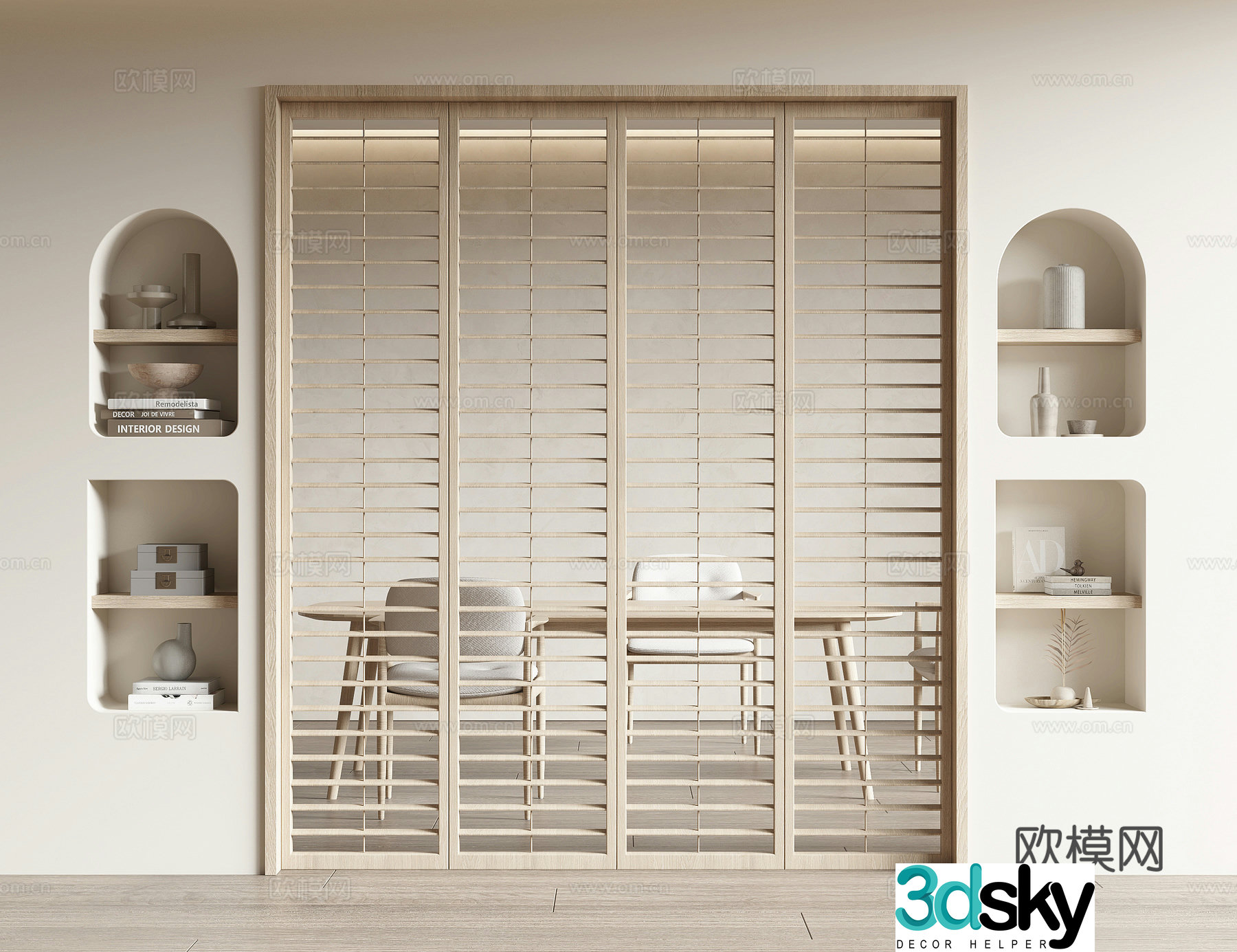 Middle-aged sliding door 3D model