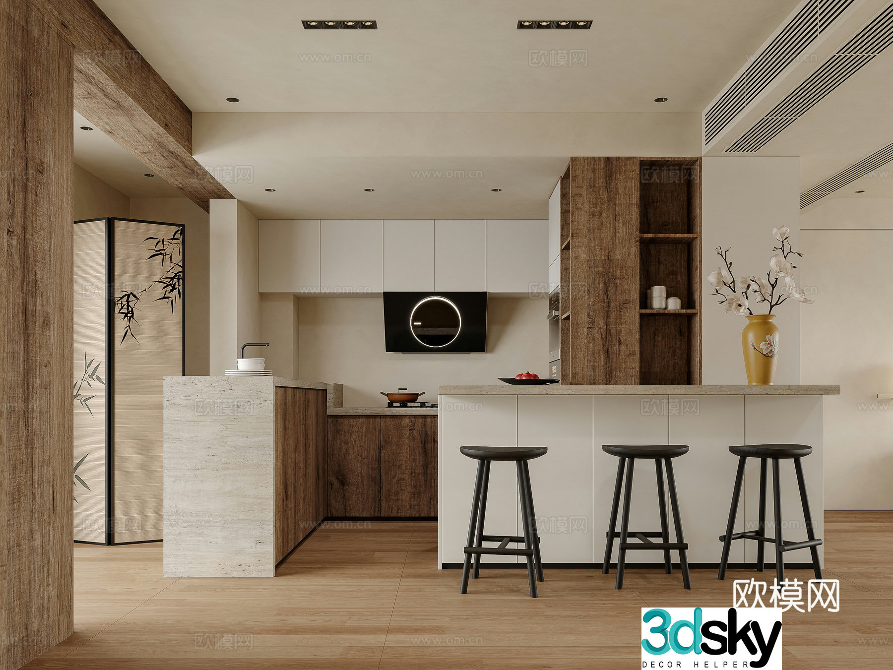 Wasabi Natural Wind Living Room Kitchen 3D Model
