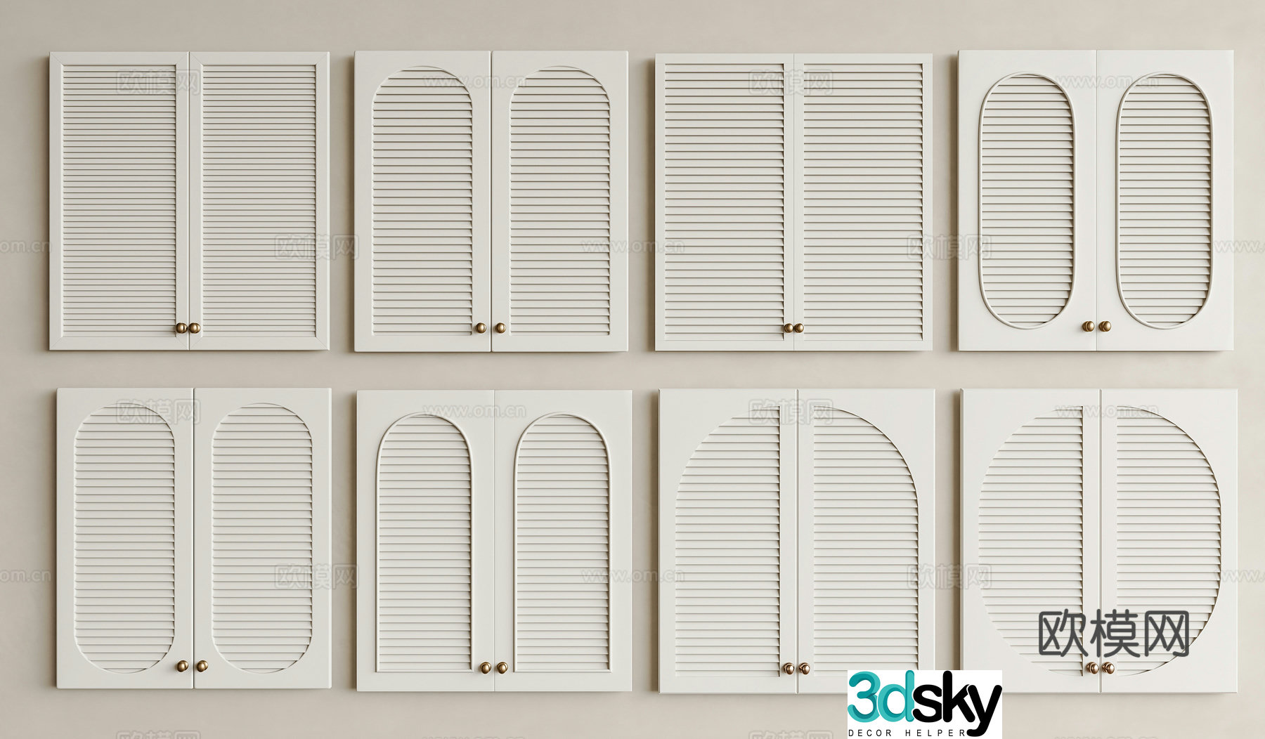 Modern cream cabinet doors louver doors blinds shoe cabinets louver doors louver doors louver doors French louver doors 3D model