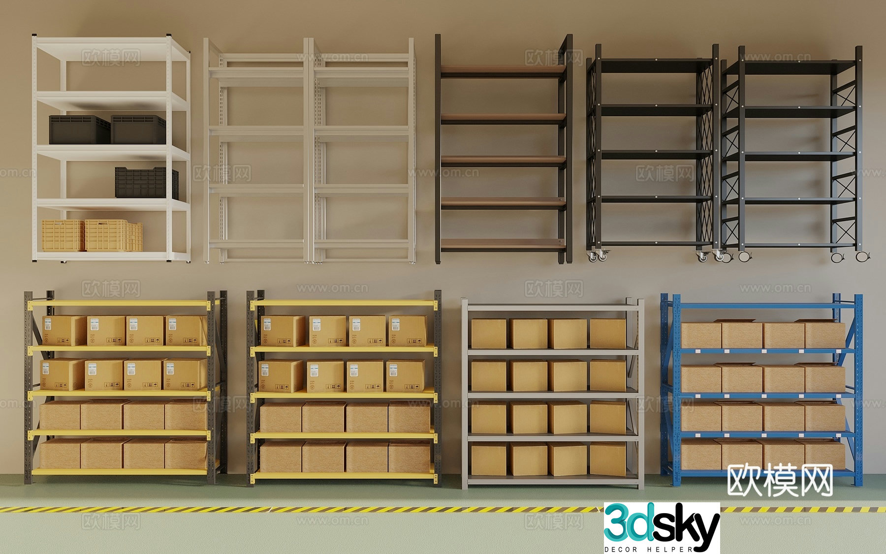 Shelf Express rack Storage rack Carton Paint bucket 3D model