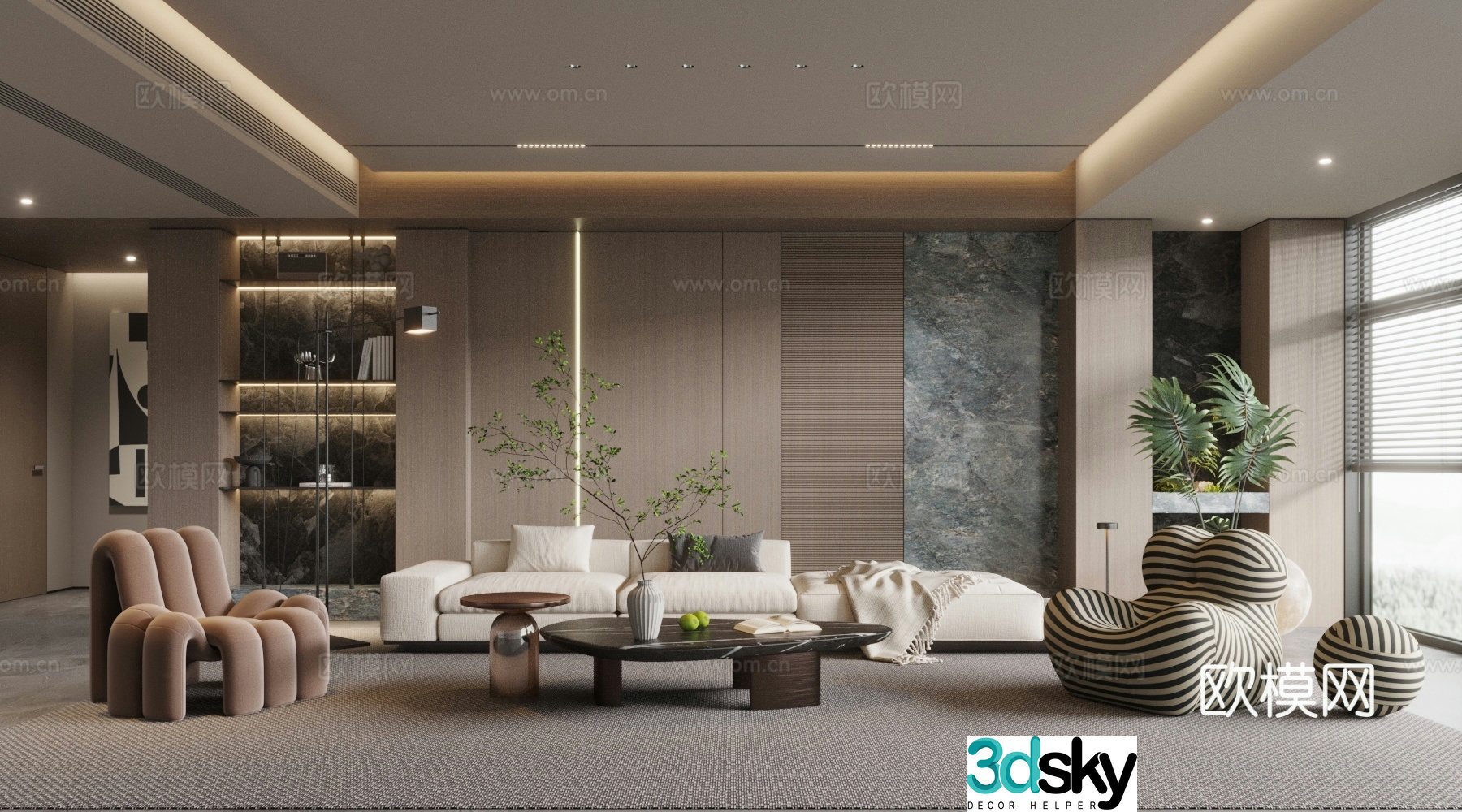 Modern home living room 3d model design 3d model