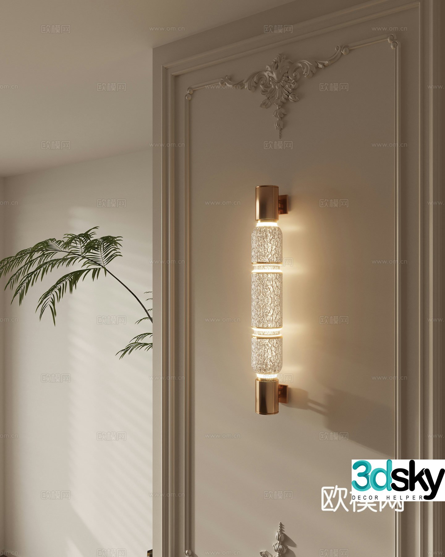French light luxury wall lamp 3D model
