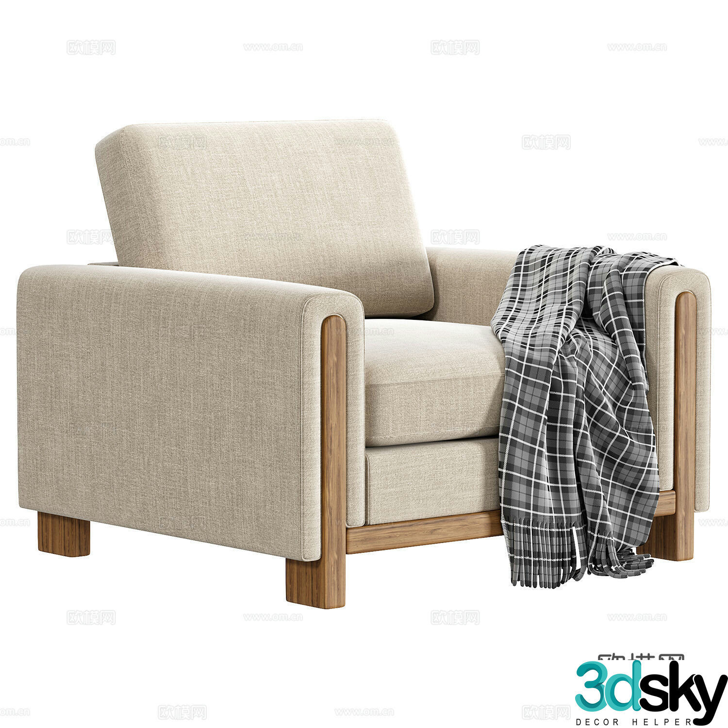 Modern single sofa casual sofa 3d model
