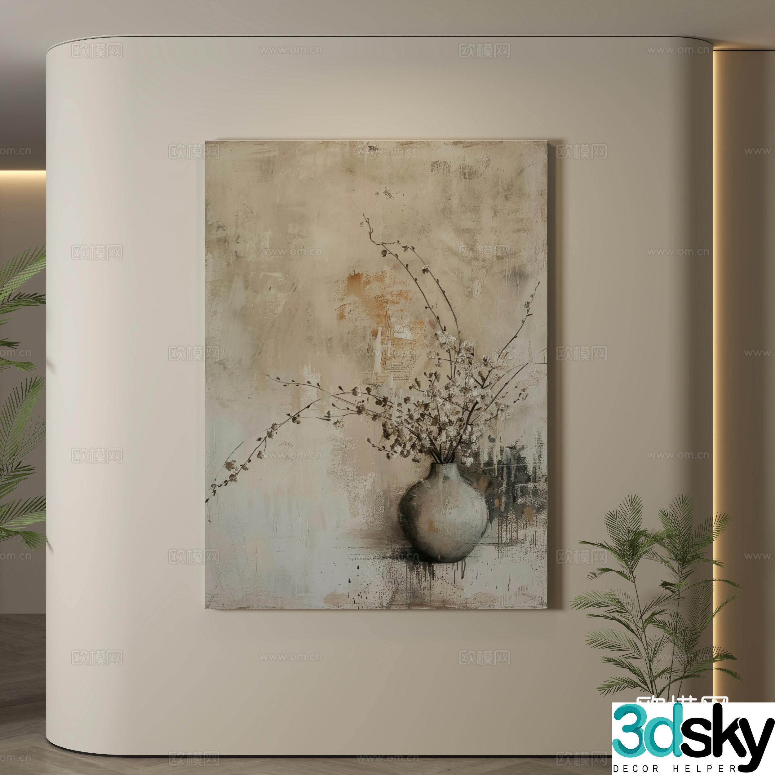 Modern hanging paintings Wasabi wind hanging paintings texture paintings abstract paintings decorative paintings 3D model