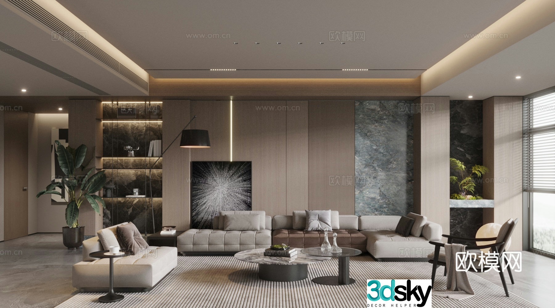 Modern home living room 3d model design 3d model