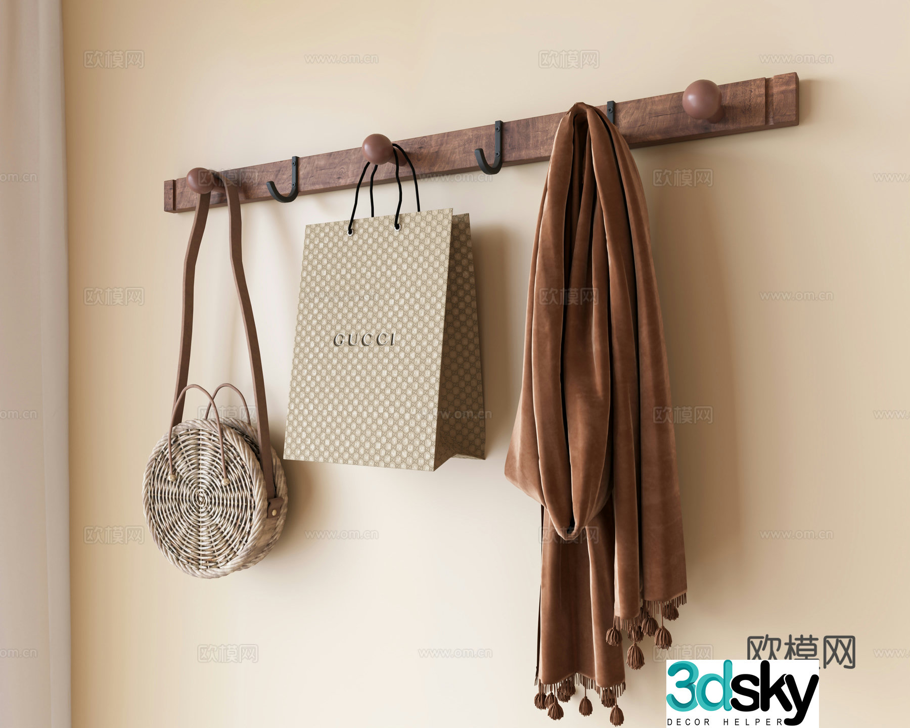 Clothes hooks hooks wall decoration pendants bags scarves shopping bags pendants medieval style 3D model