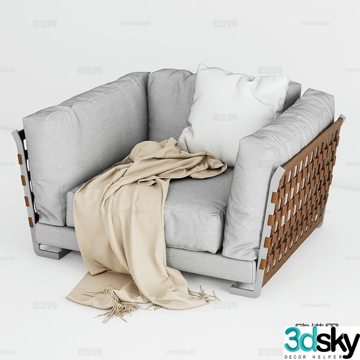 Cestone modern single sofa sofa chair fabric sofa chair leisure chair 3d model