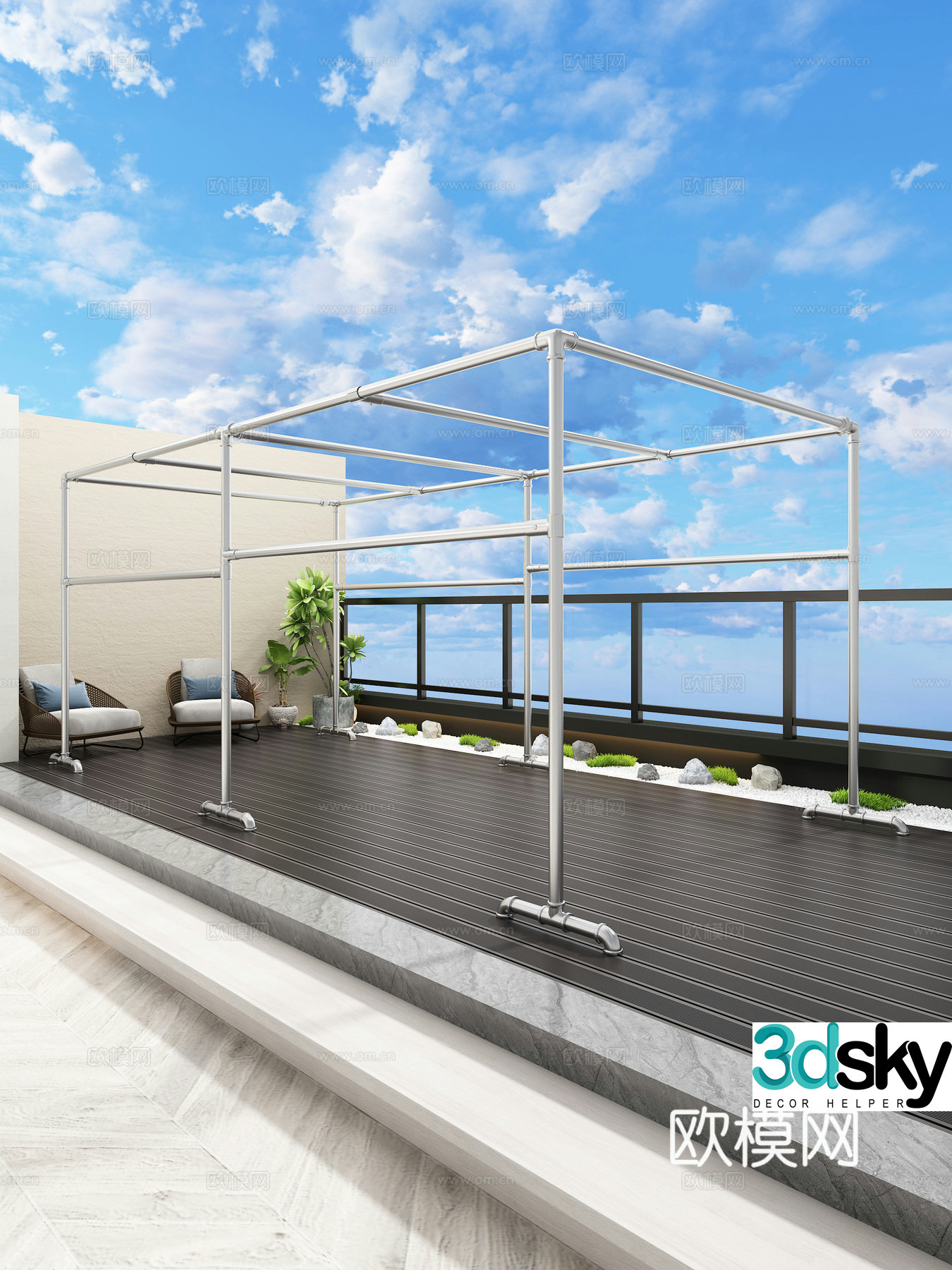 Clothes rack Balcony clothes rack Roof rack Sky Pot 3D Model