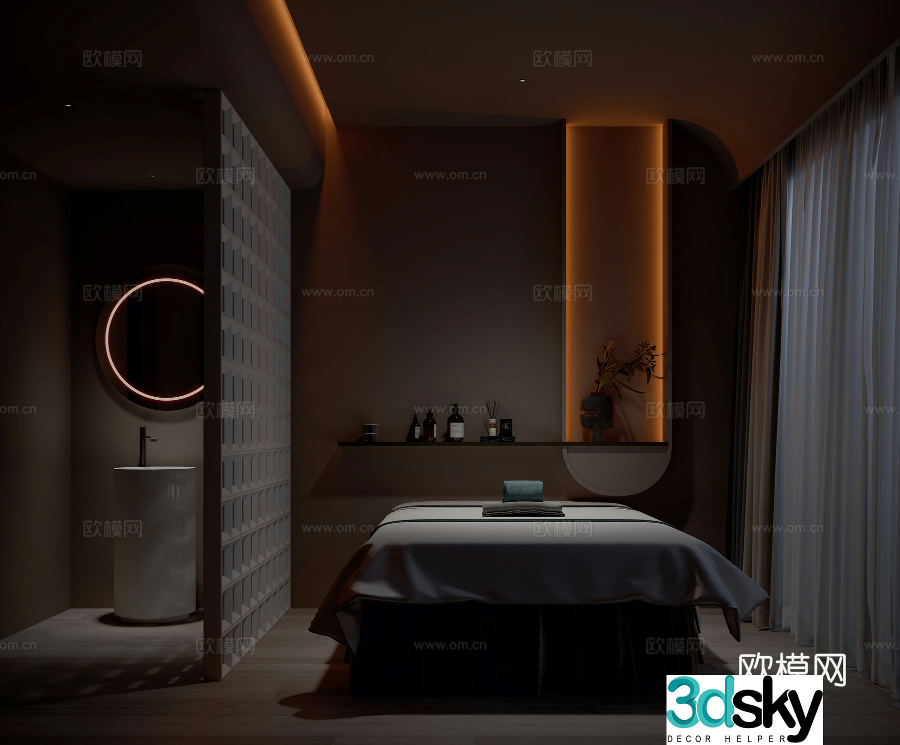 Modern beauty salon SPA massage massage massage bed floor lamp foot bath 3d model