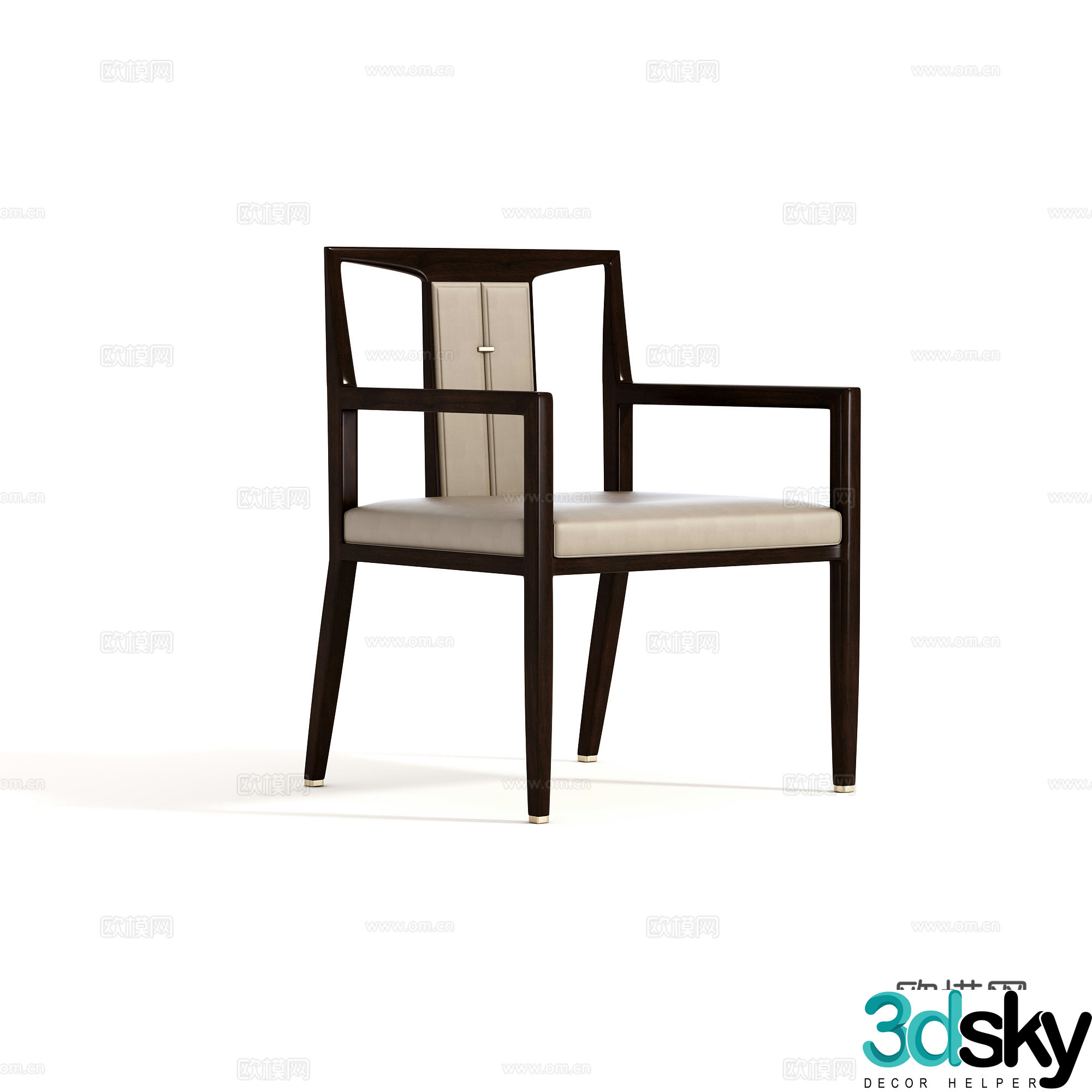 Modern Chinese style book chair dining chair leisure chair model 3d model