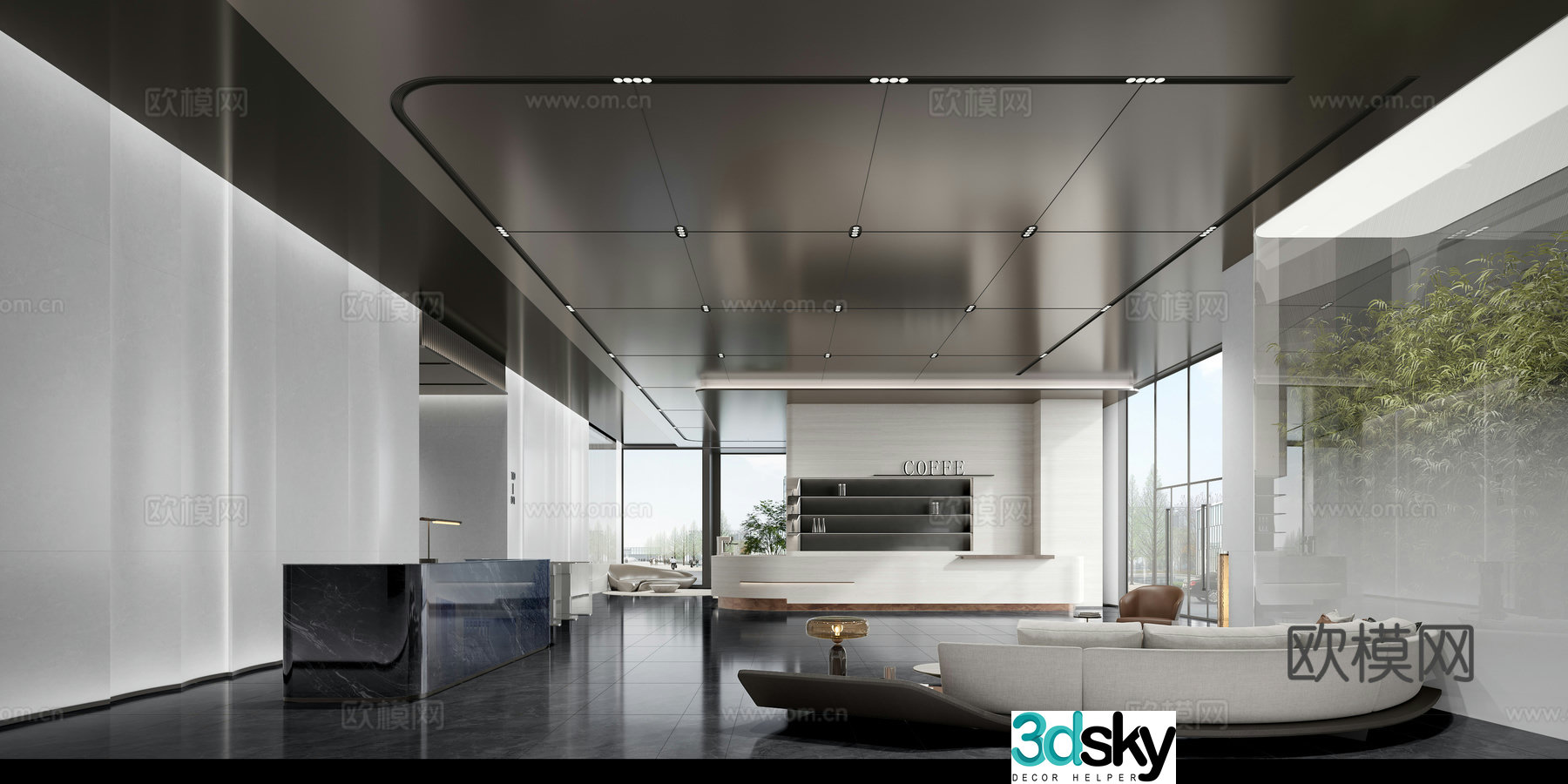 Modern office lobby 3d model