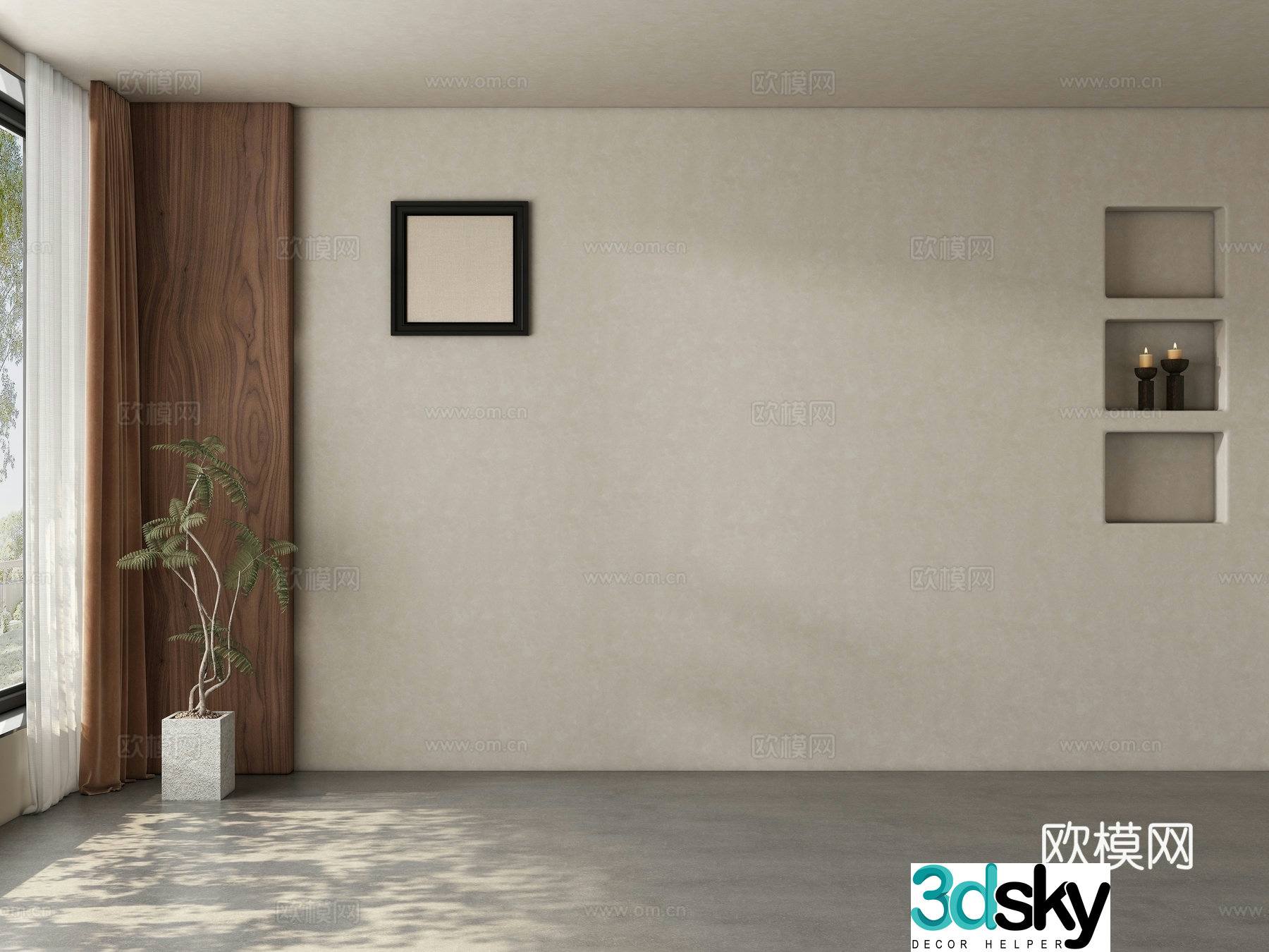 Modern medieval style restaurant tea room background wall 3d model