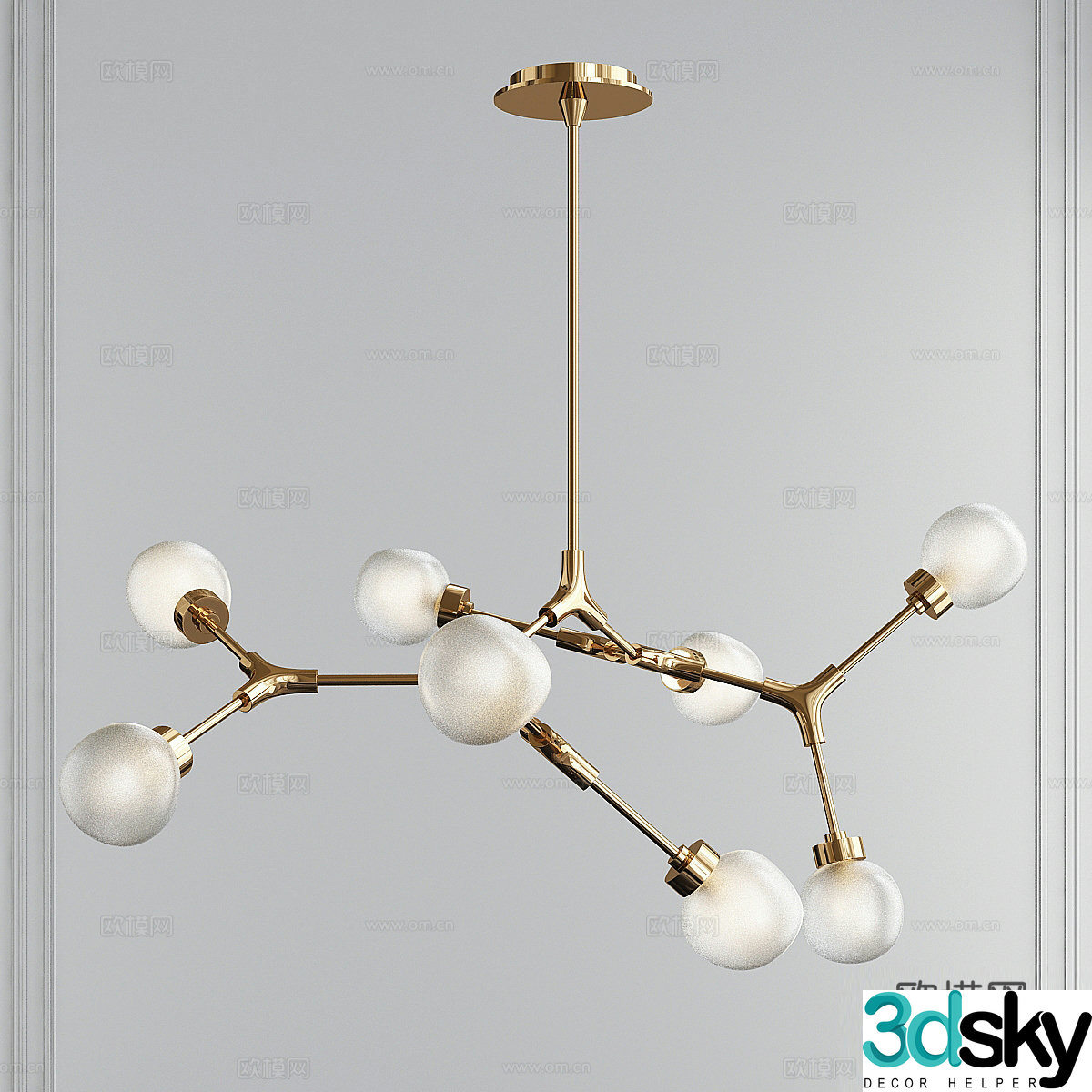 Catalyst Bronze 8 Lamp LED Chandelier 3D Model
