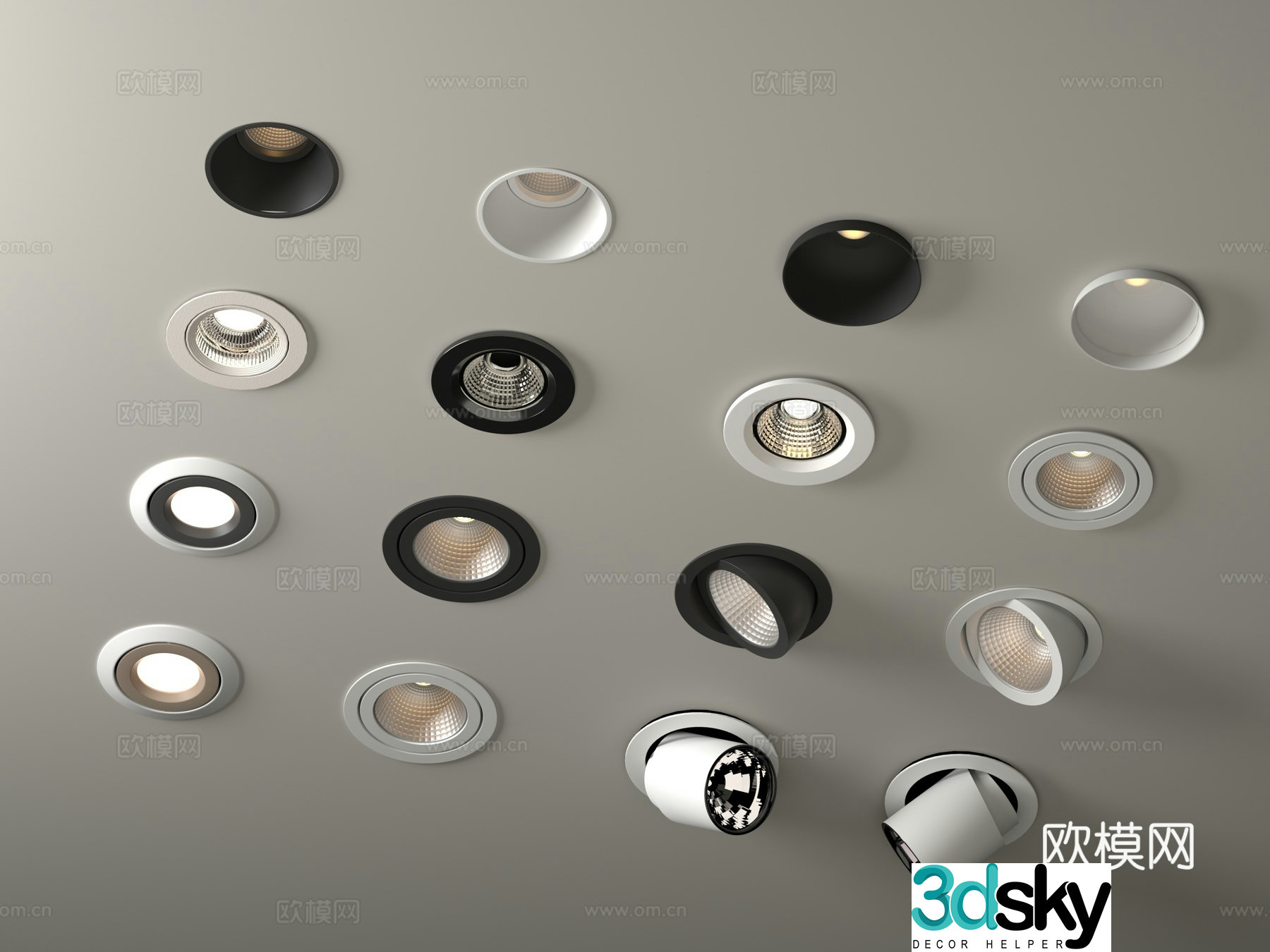 Modern downlight spotlights surface-mounted downlights embedded downlights bull eye lamps turn signal 3D model