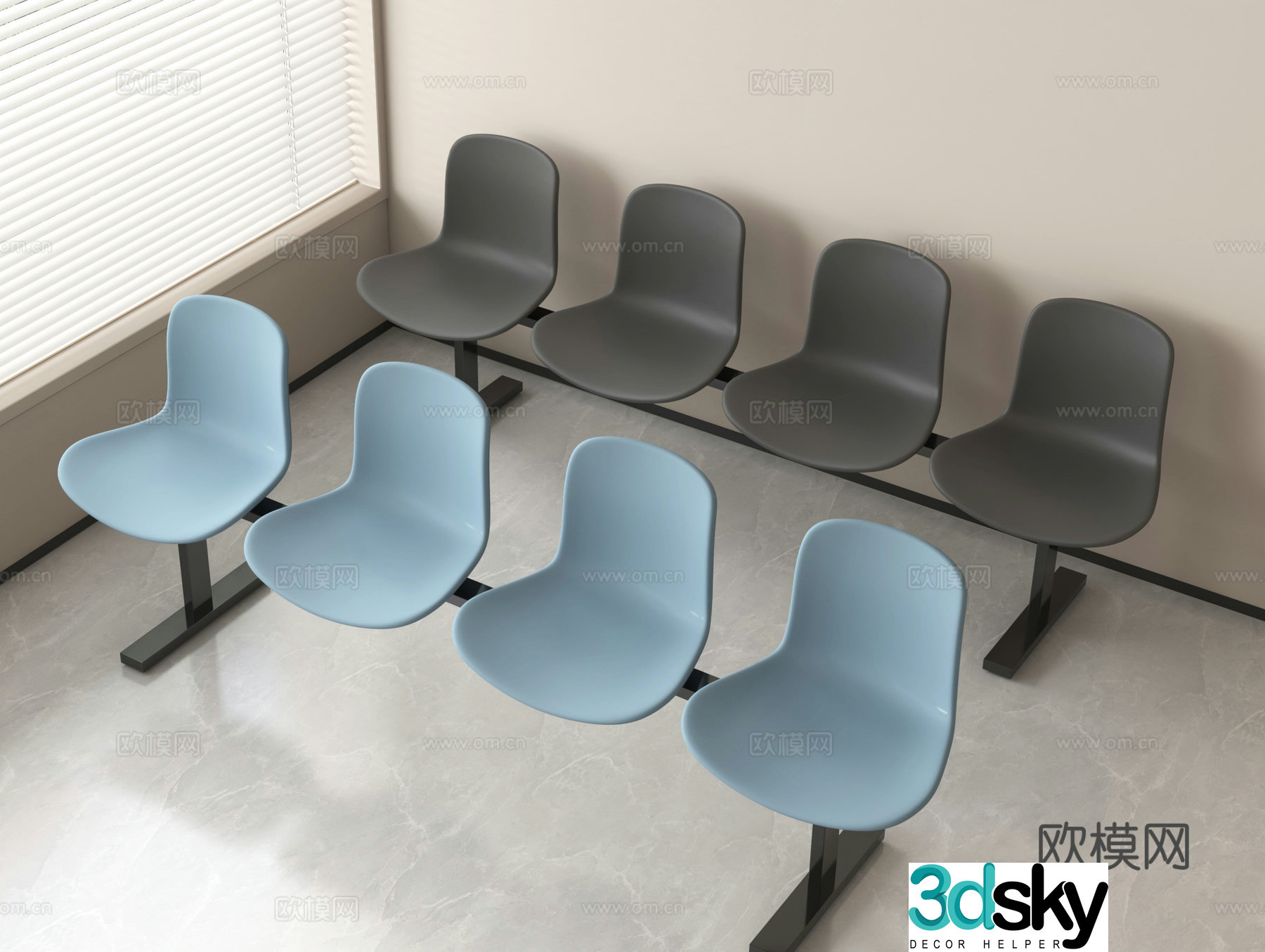 Public seats waiting chairs town seats 3d model
