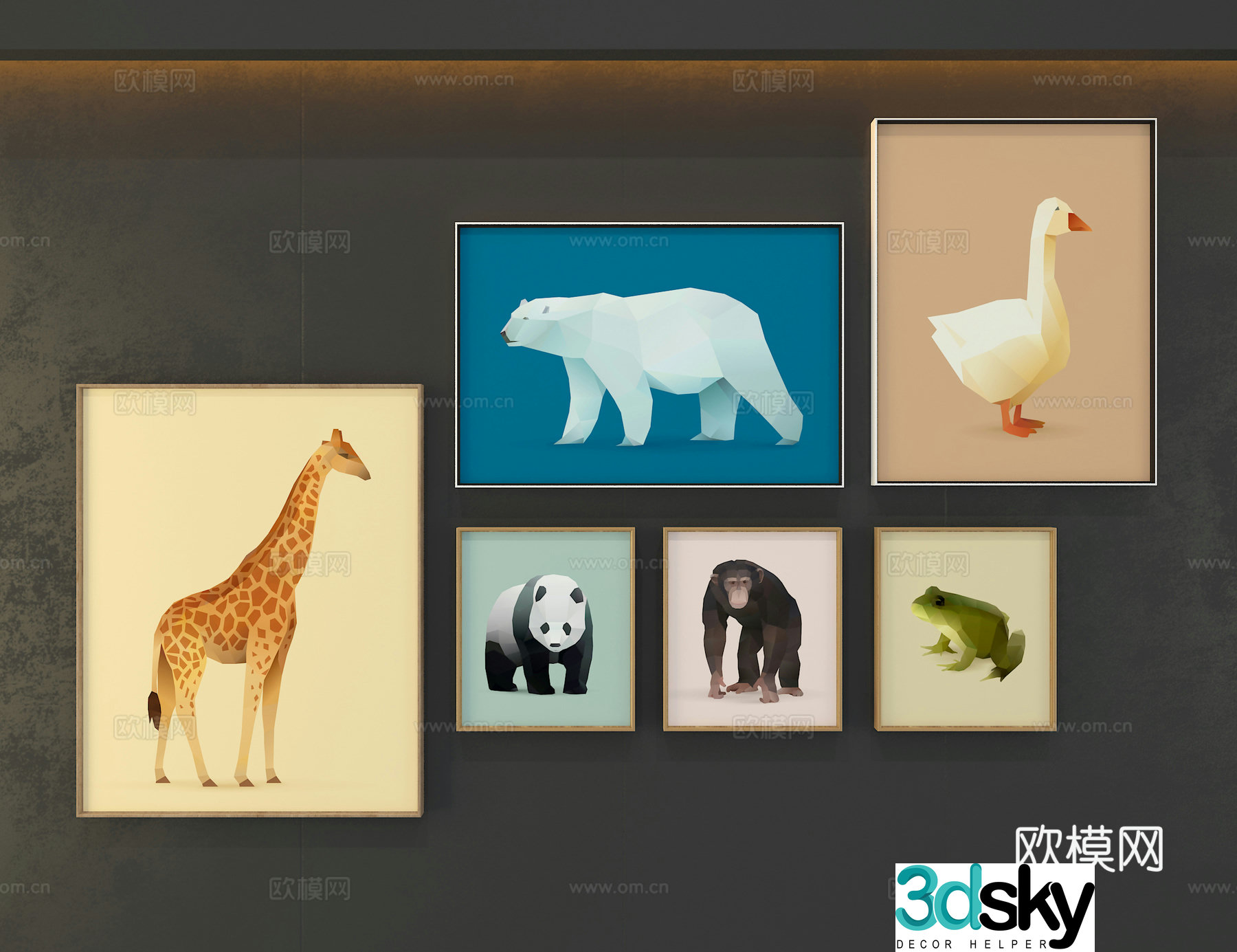 Animal origami decoration painting 3d model