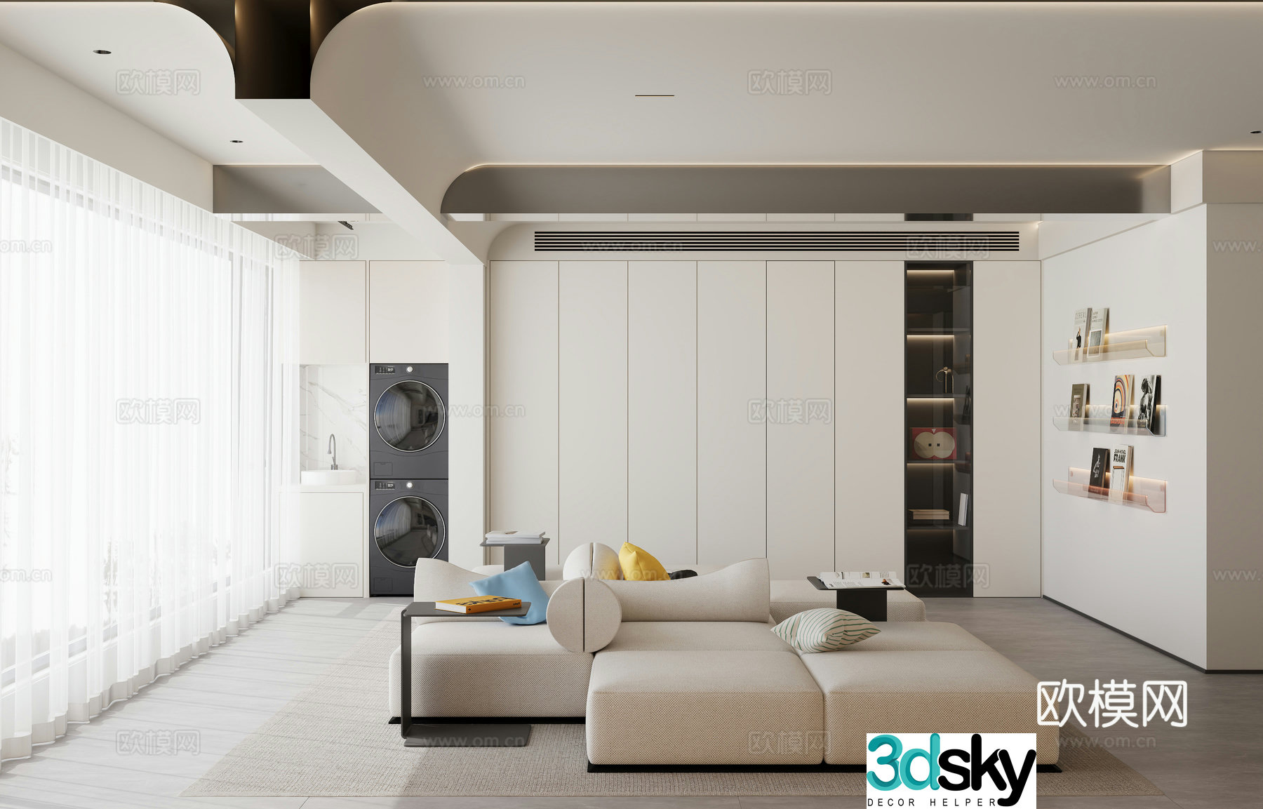 Modern minimalist living room 3d model
