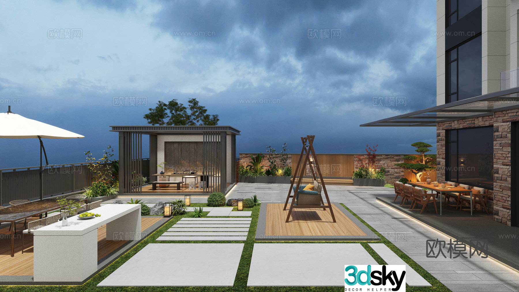 Modern garden garden 3d model
