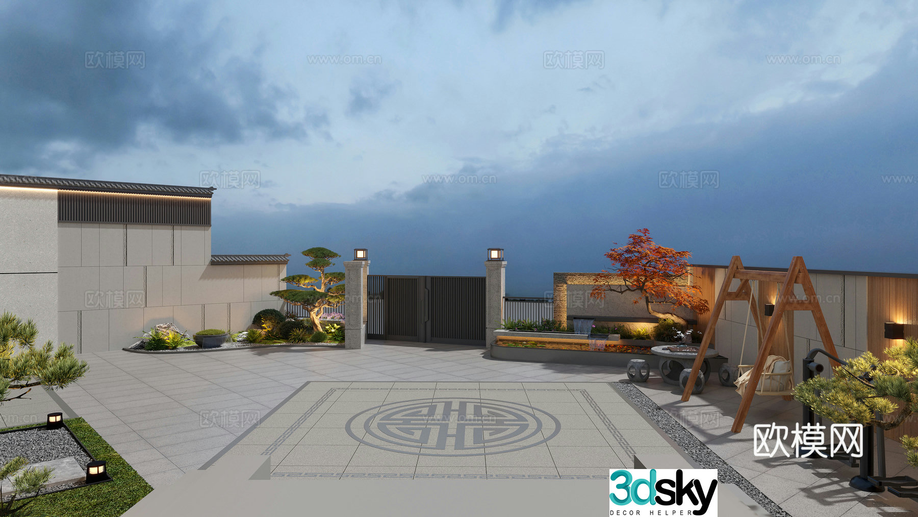 Modern garden courtyard 3d model