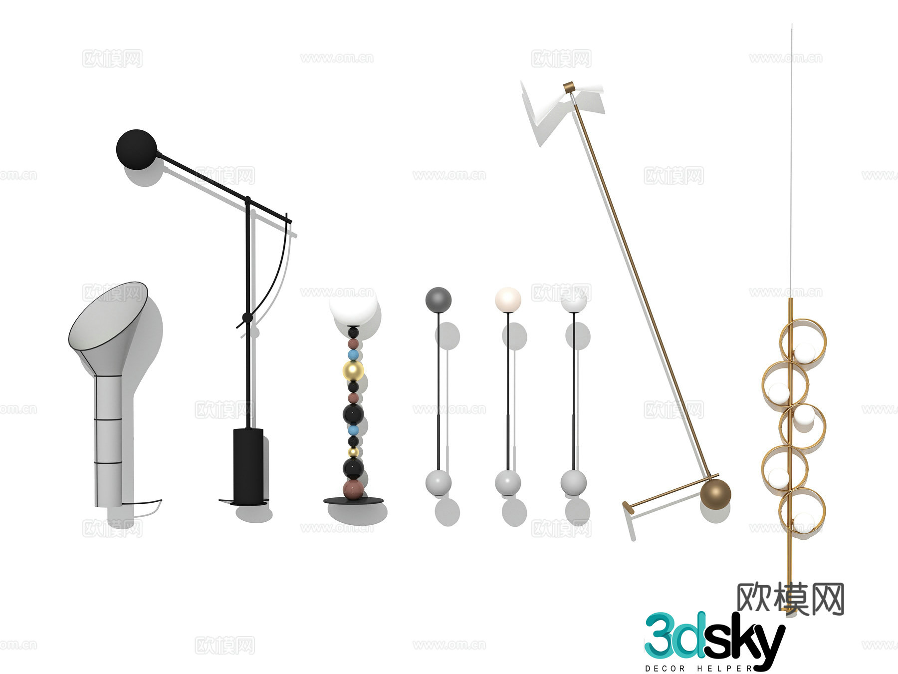 Modern Wasabi Lighting Fixture Indoor Bedroom Study Living Room Floor Lamp Ambient Light Combination 3D Model