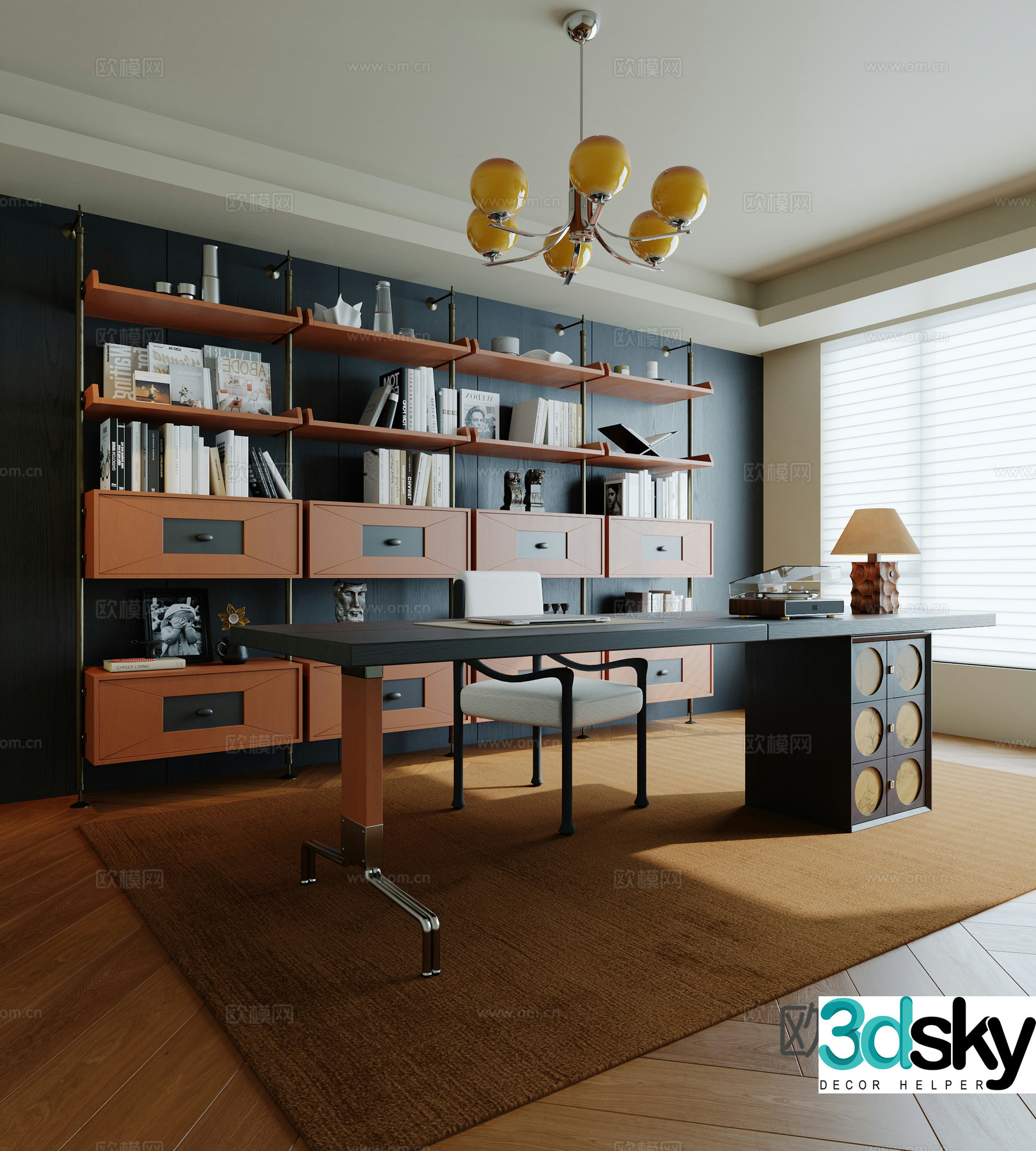 Middle-aged study room 3D model