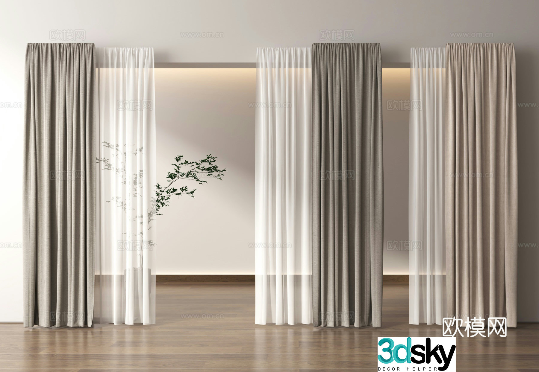Curtains gauze curtains cloth curtains partition curtains 3D model