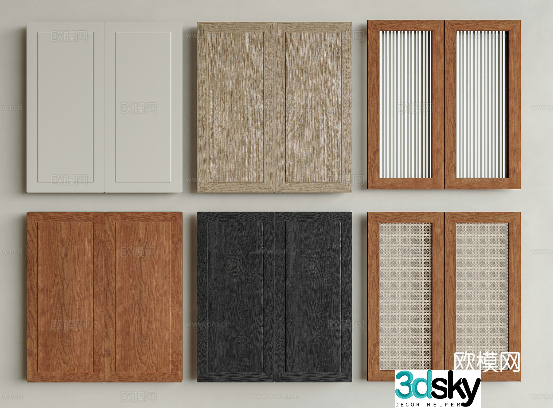 Medium-old cream cabinet door Medium-old wind cabinet door Changhong glass cabinet door Rattan cabinet door Cream whisk door 3D model