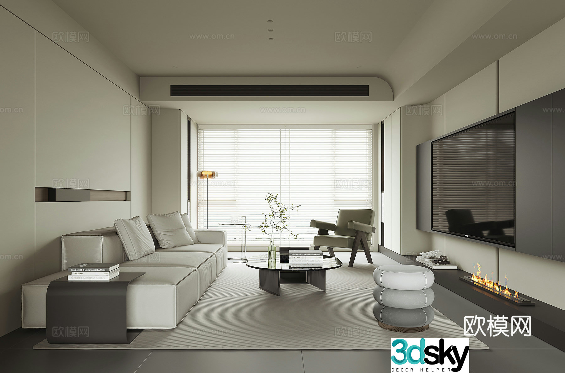 Modern home living room 3d model