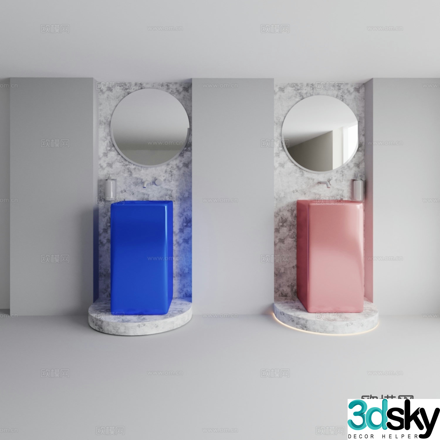Colored column basin 3d model