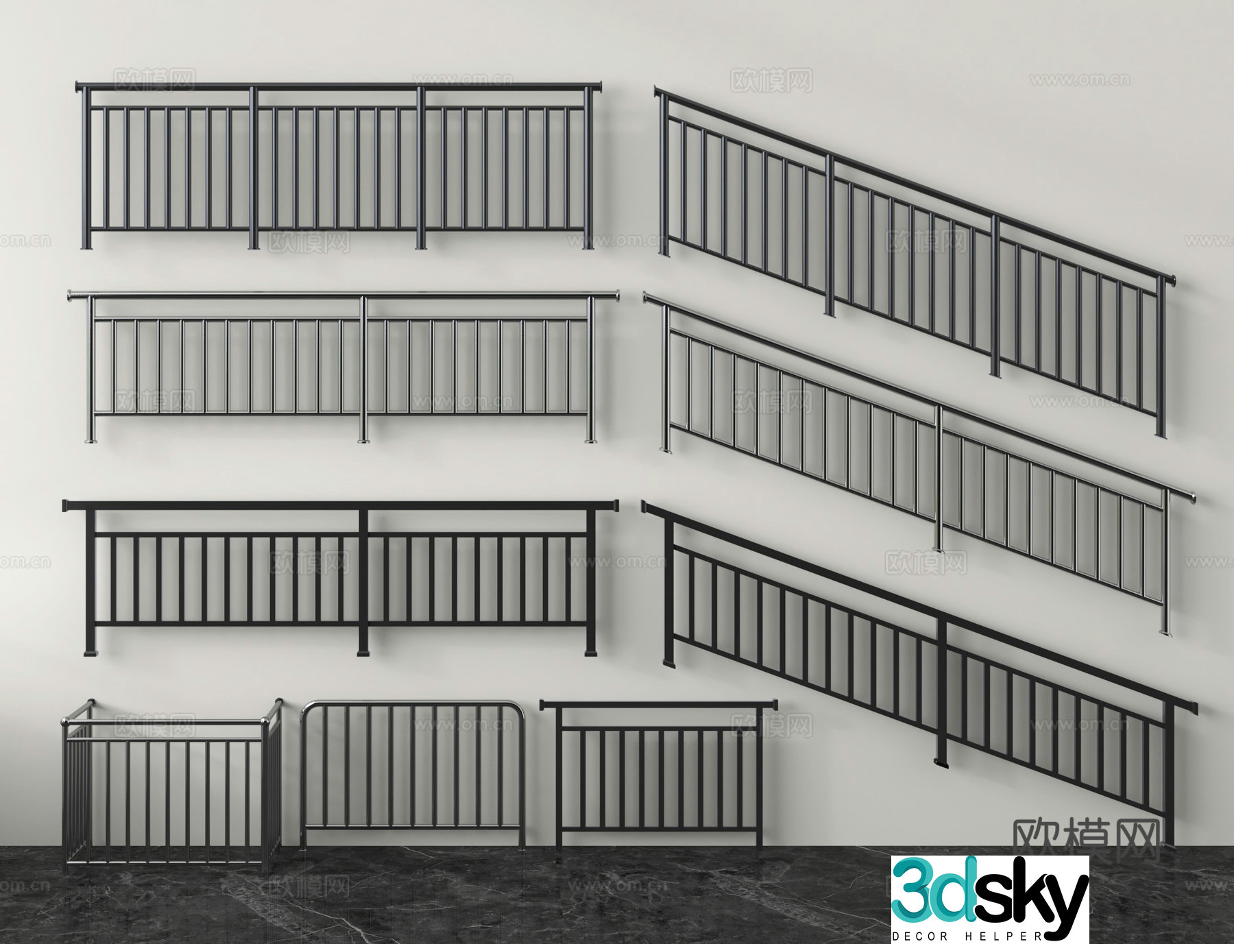 Handrail Rail Fence Fence 3d Model