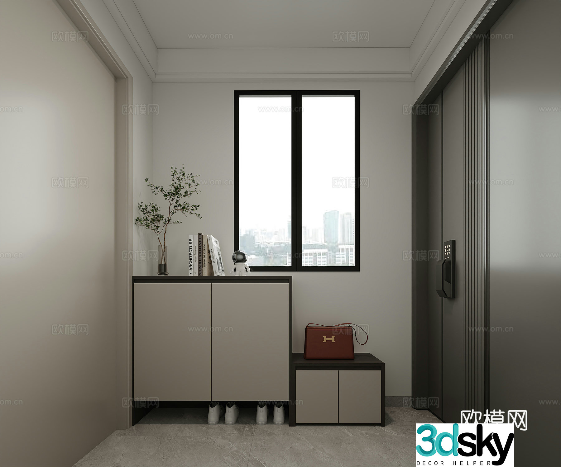 3D model of home entrance shoe cabinet
