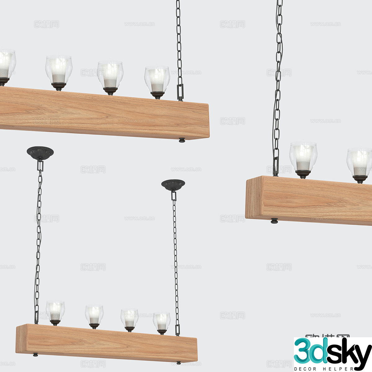 Nordic simple chandeliers chandeliers simple chandeliers restaurant chandeliers wooden chandeliers lamps 3D model