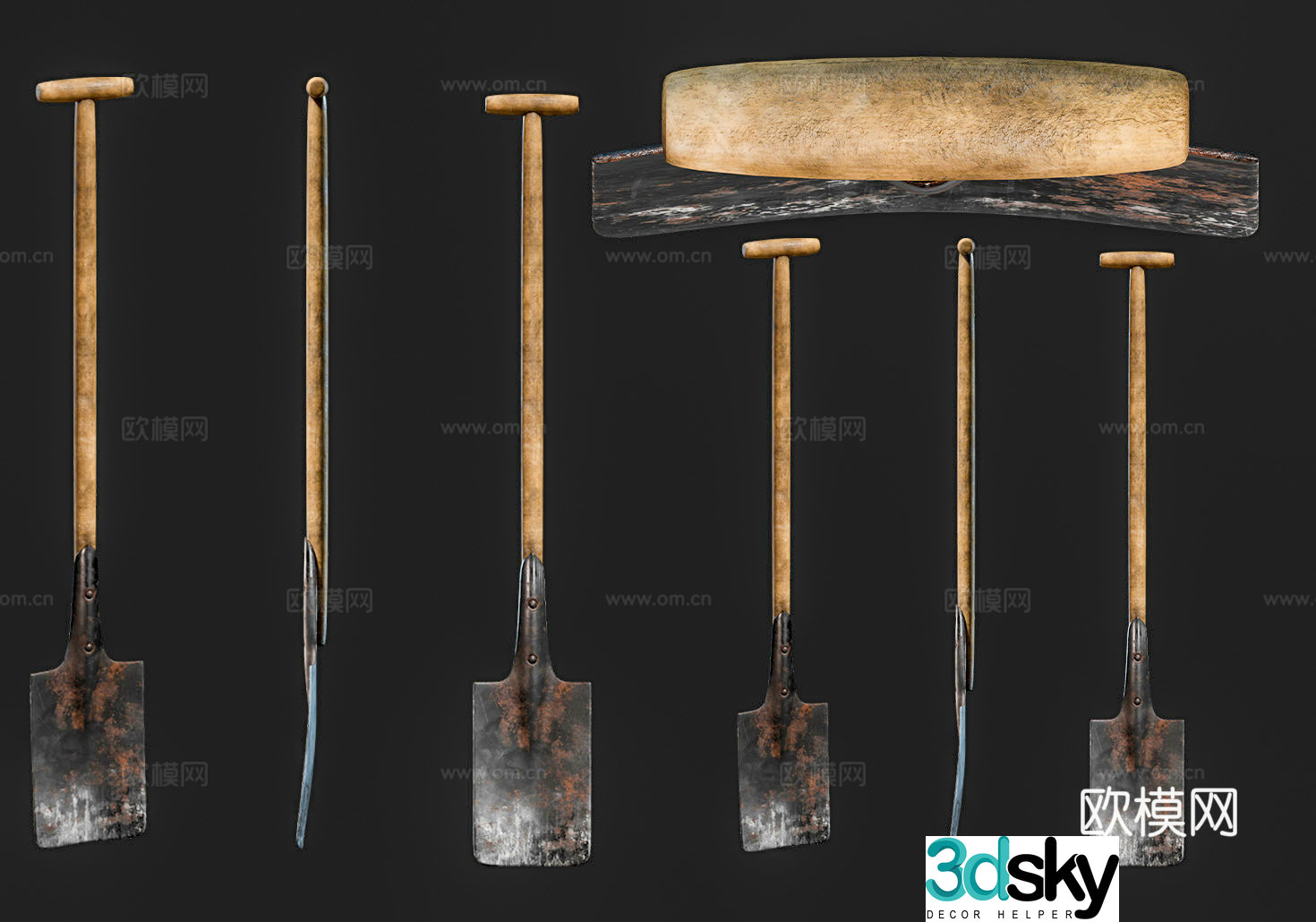 Retro shovel Rusty shovel Vintage farm tools shovel ornaments Old tools Hardware tools 3d model