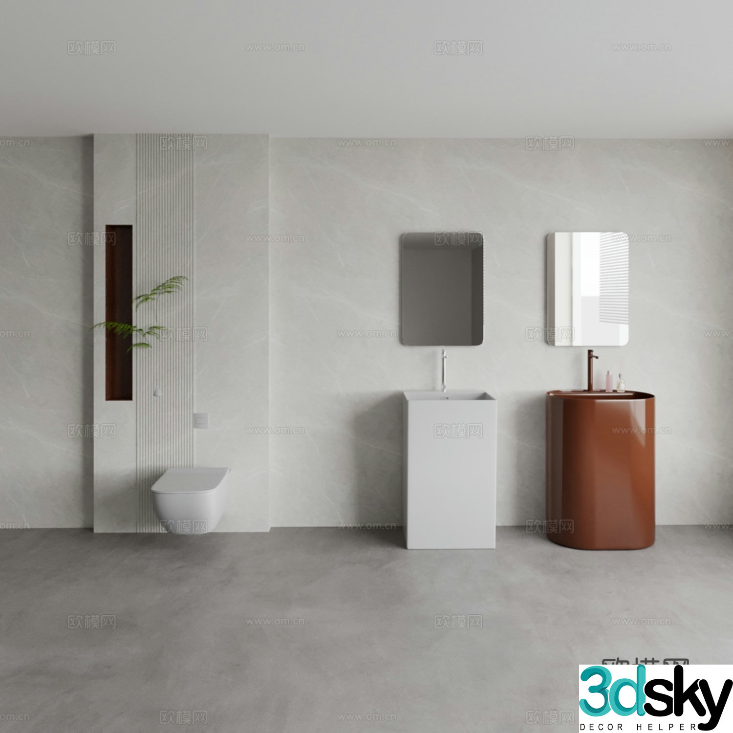 Floor-standing washbasin combination 3D model