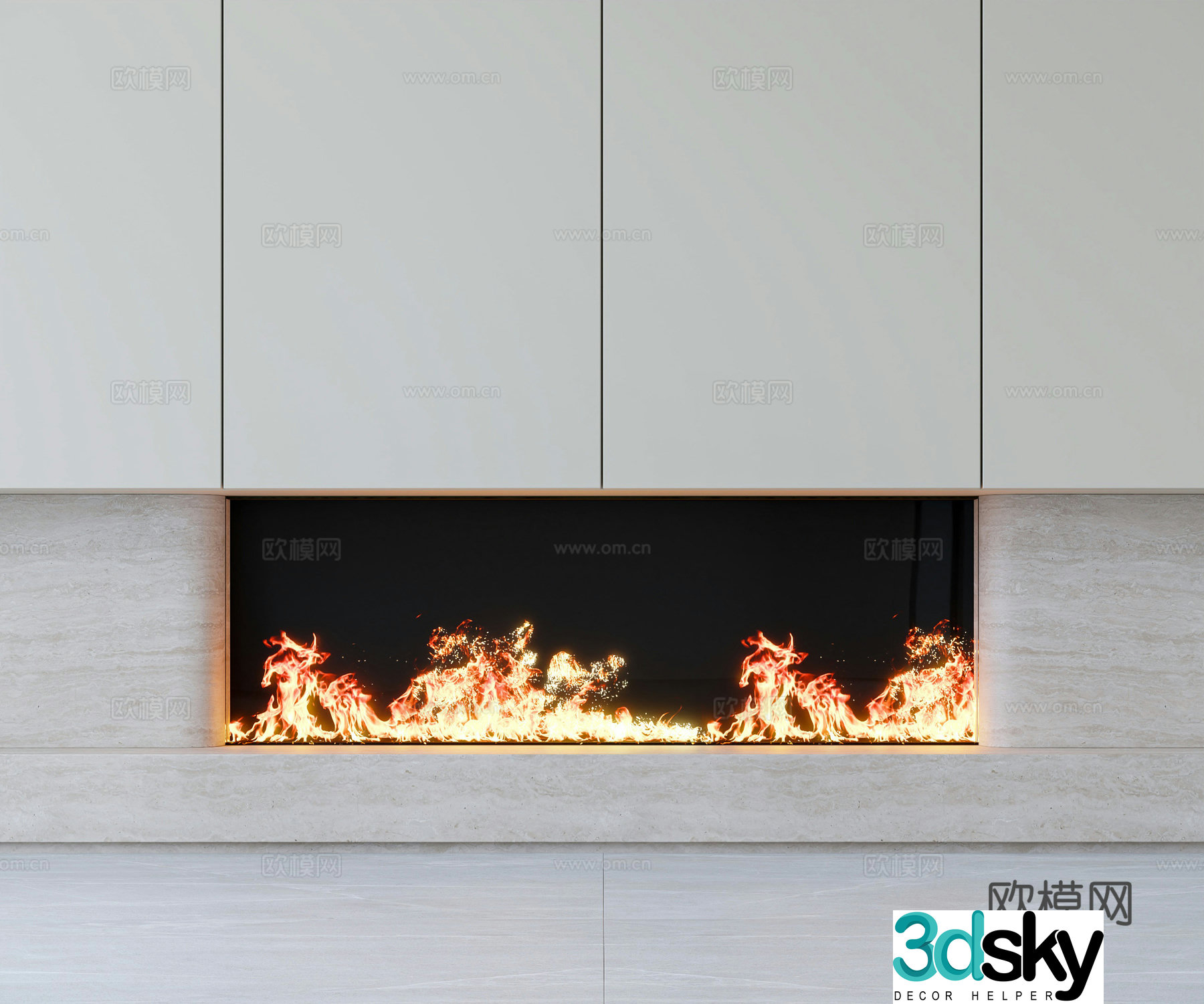 Modern 3d atomized fireplace 3d model