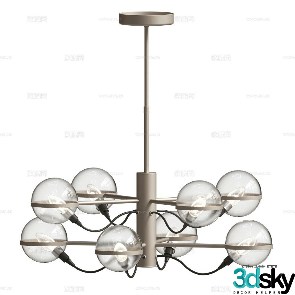 Metal Lux Italian Chandelier Light Luxury Chandelier Glass Chandelier Multi-head Chandelier 3D Model