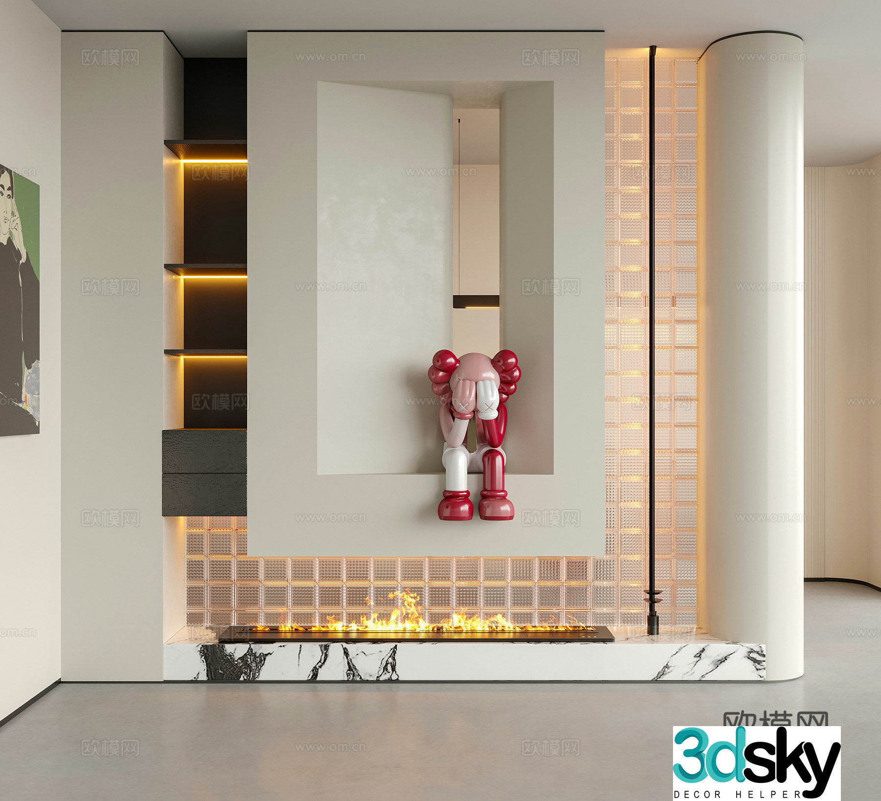 Modern decorative entrance door entrance sculpture ornaments 3D model