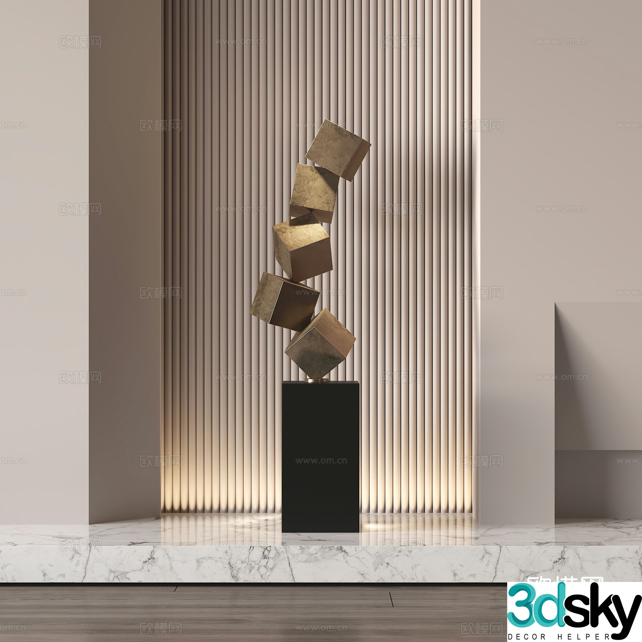Modern geometric metal sculpture ornament 3d model
