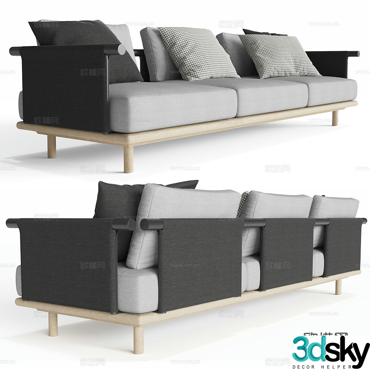 Three-person sofa 3d model