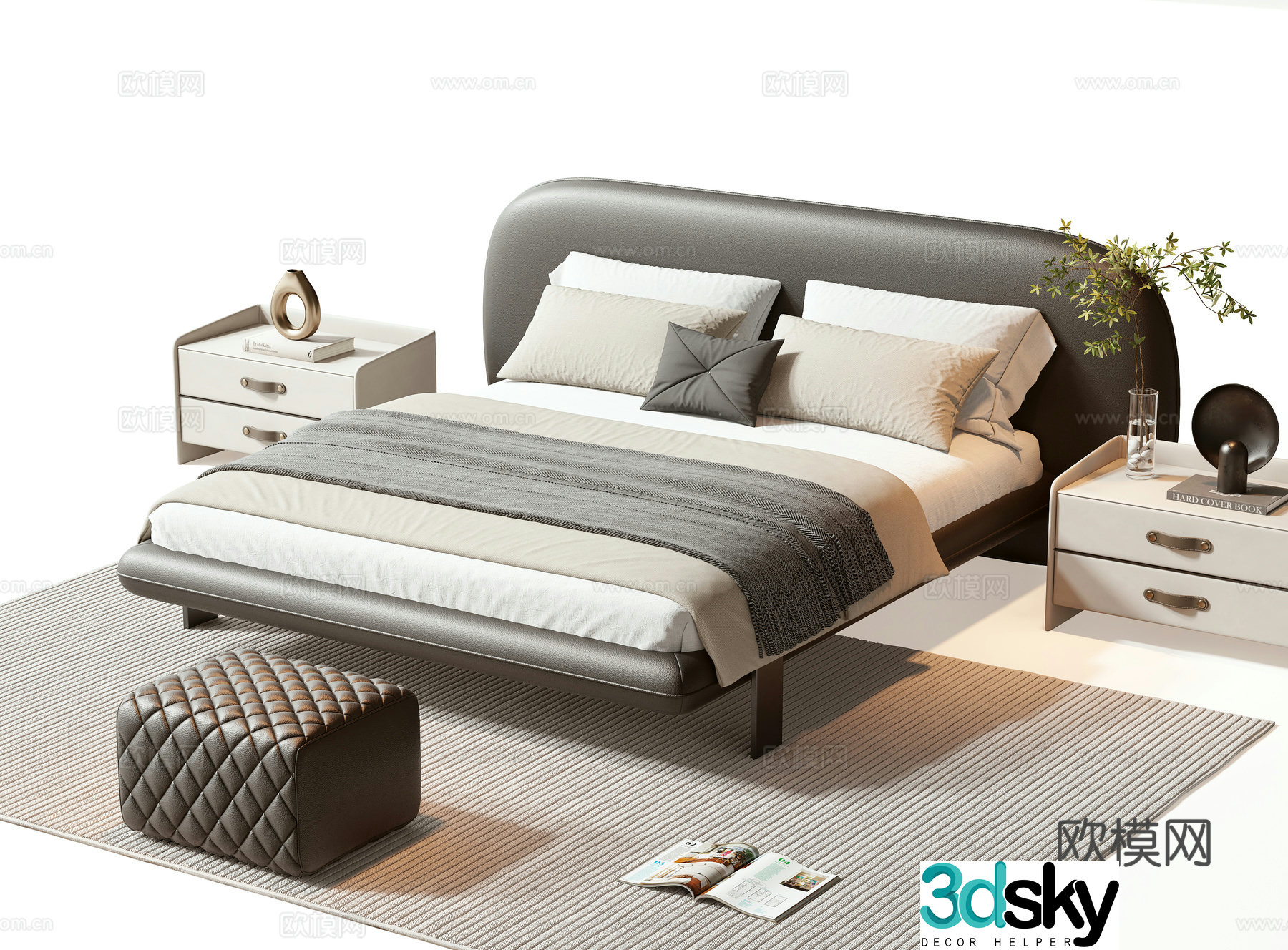 Minotti modern double bed 3d model